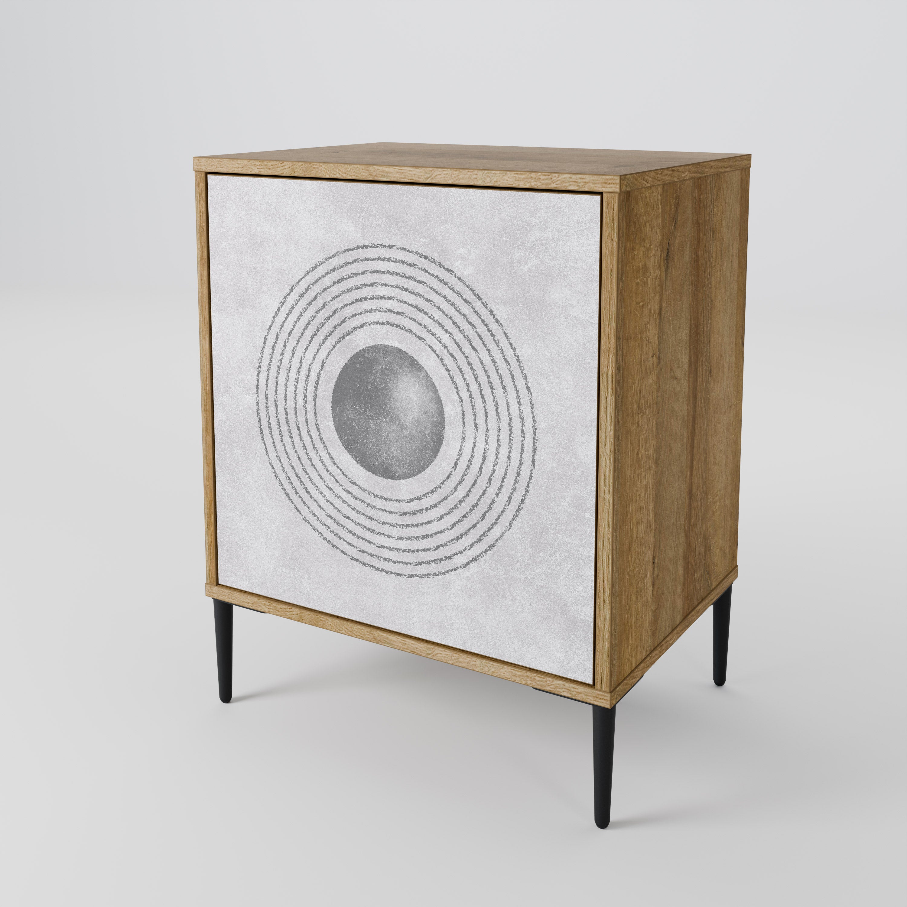 Aparador SOLID CIRCLES de 1 puerta con acabado roble