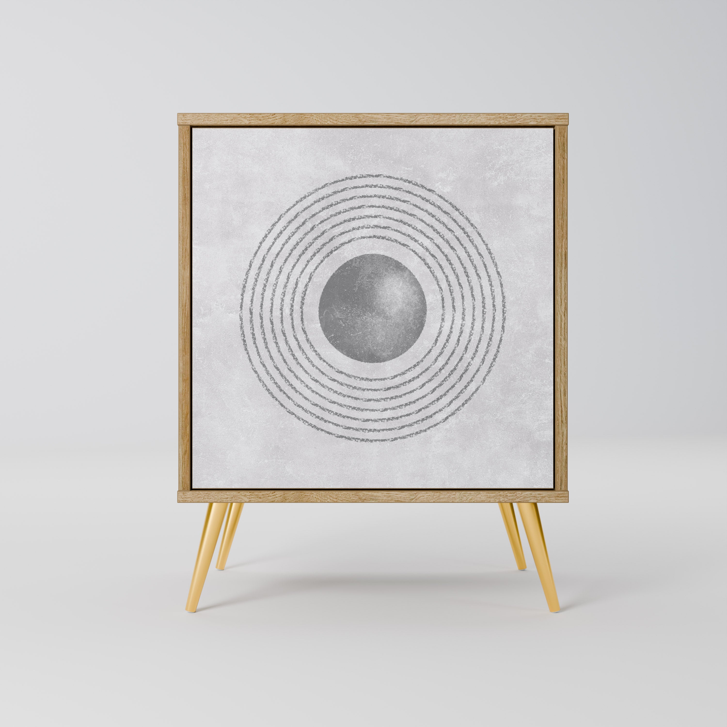 Aparador SOLID CIRCLES de 1 puerta con acabado roble