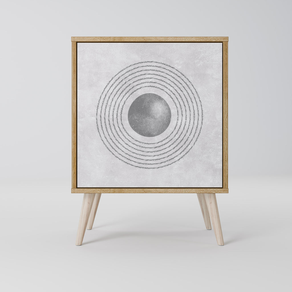 Aparador SOLID CIRCLES de 1 puerta con acabado roble