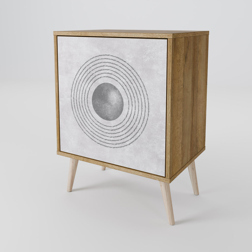 Aparador SOLID CIRCLES de 1 puerta con acabado roble