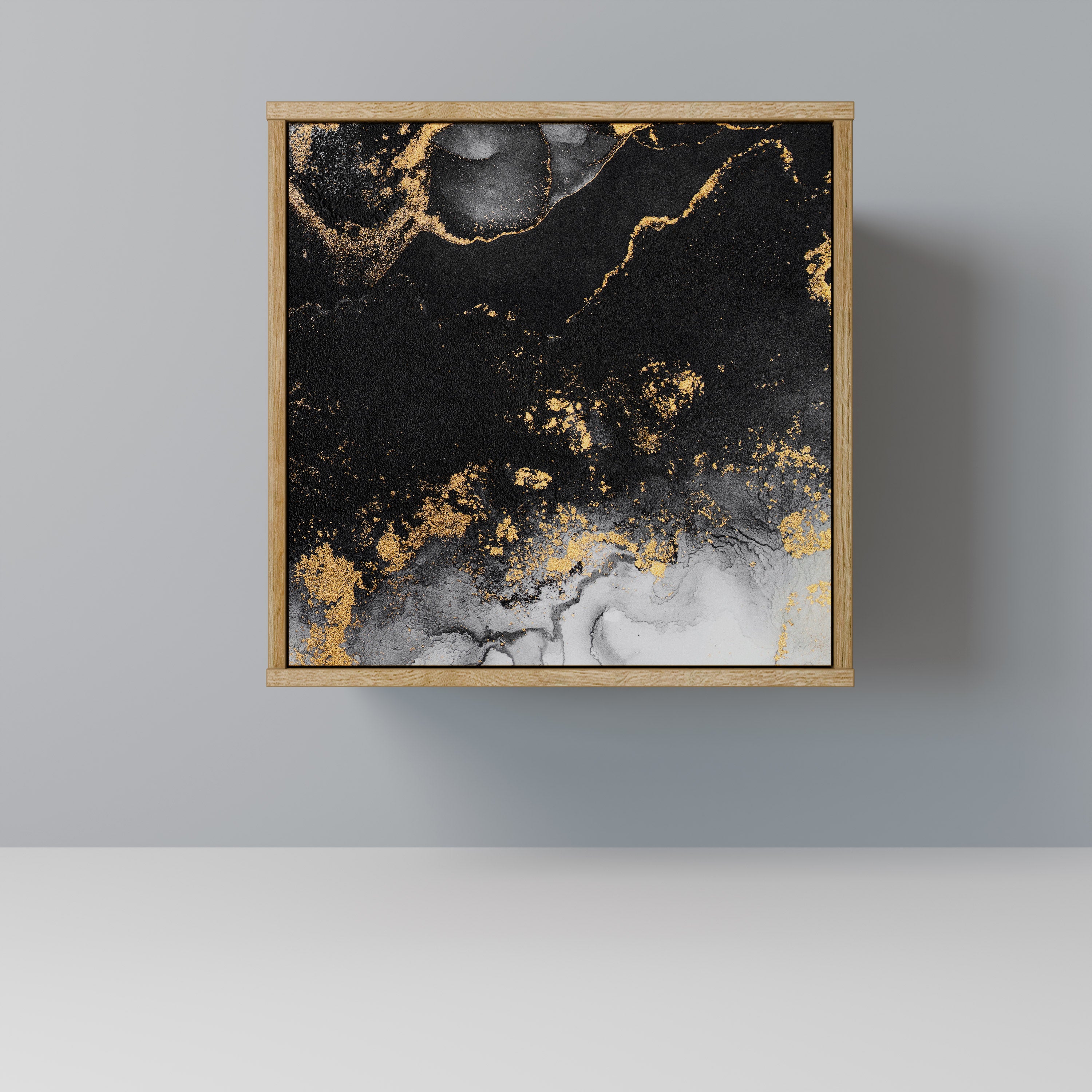 Aparador de 1 puerta MARBLE OF TOMORROW con acabado efecto roble