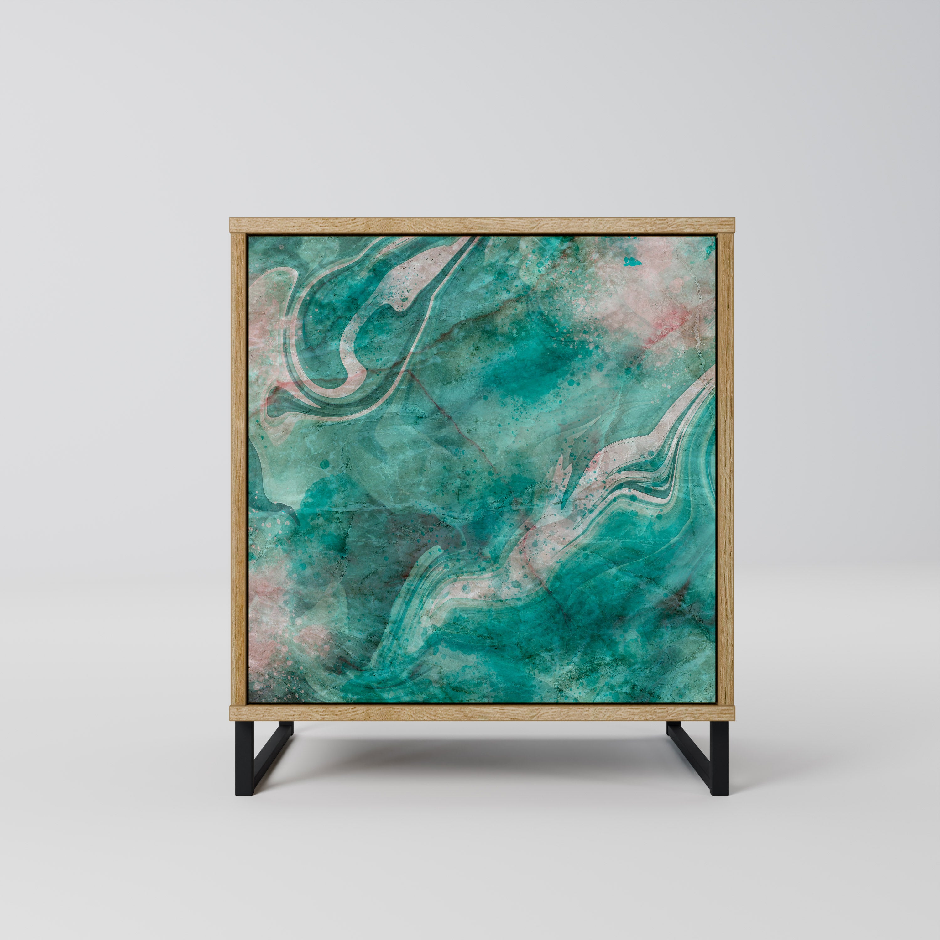 Aparador ABSTRACT ALCHEMY de 1 puerta con acabado efecto roble