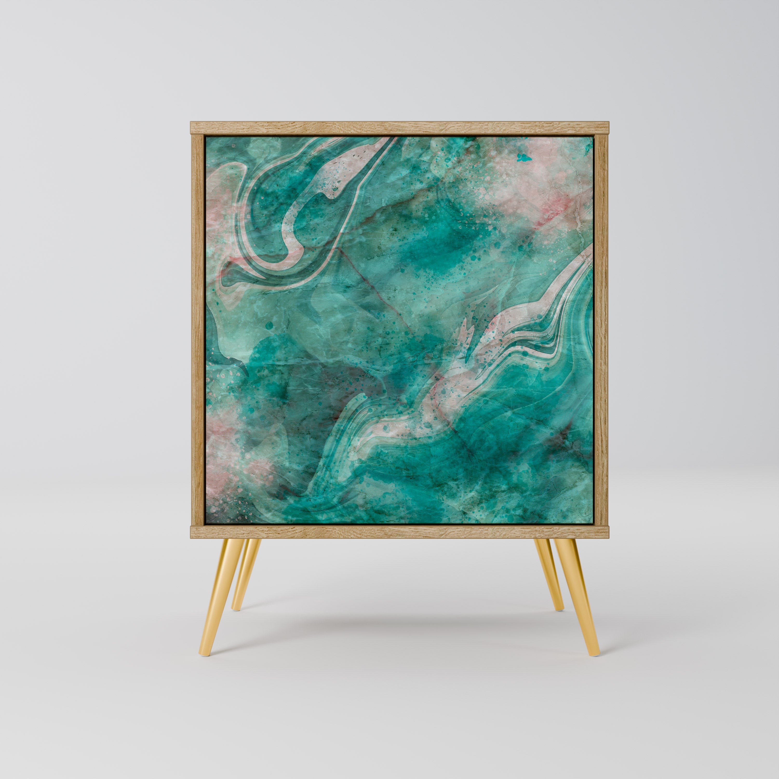 Aparador ABSTRACT ALCHEMY de 1 puerta con acabado efecto roble