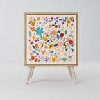 Aparador de 1 puerta con estampado floral y acabado en roble