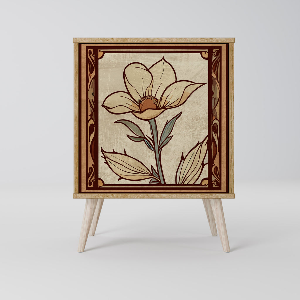 Aparador TIMELESS FLORA de 1 puerta con acabado efecto roble