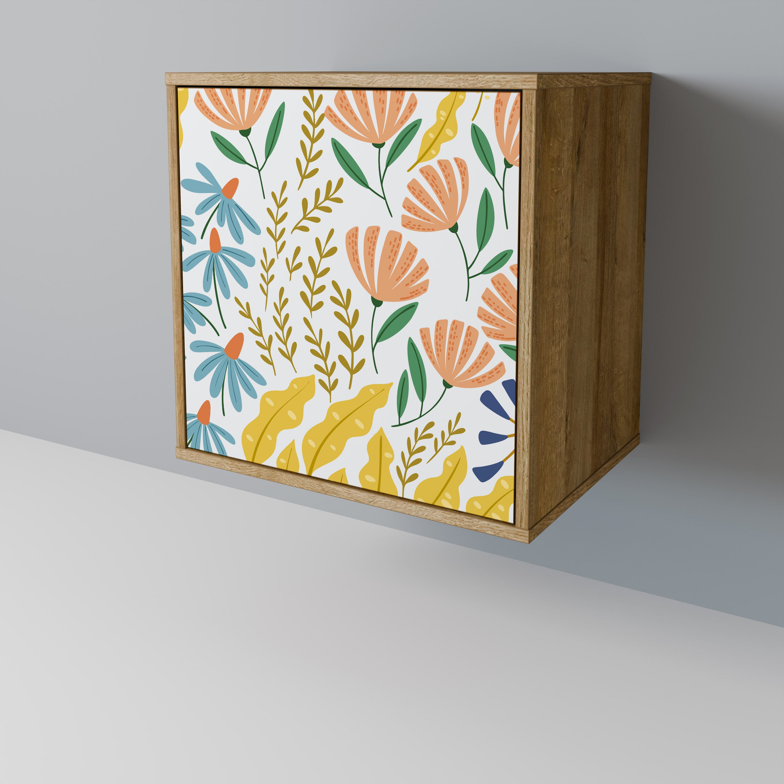 Aparador HELLO SPRING de 1 puerta con acabado efecto roble