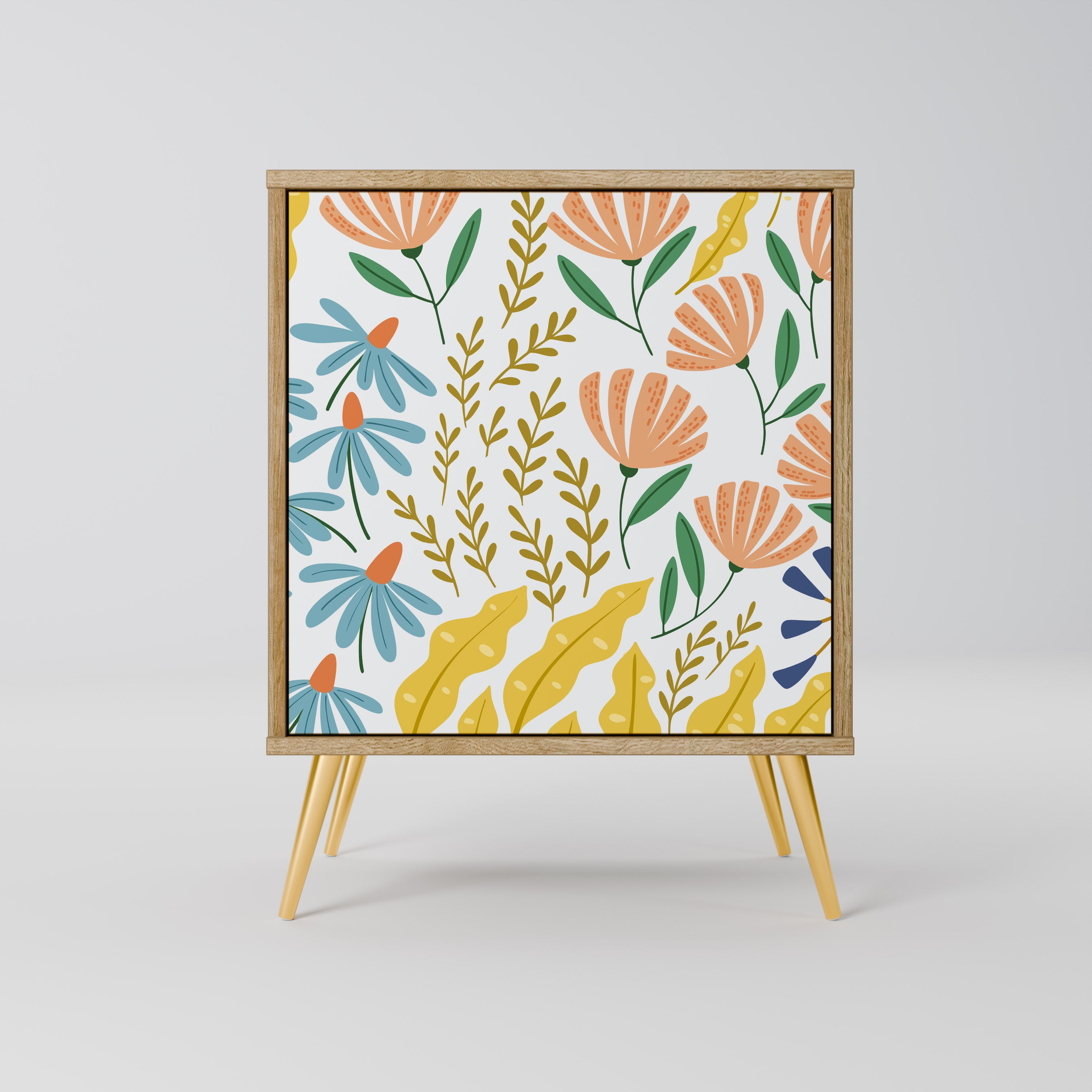 Aparador HELLO SPRING de 1 puerta con acabado efecto roble