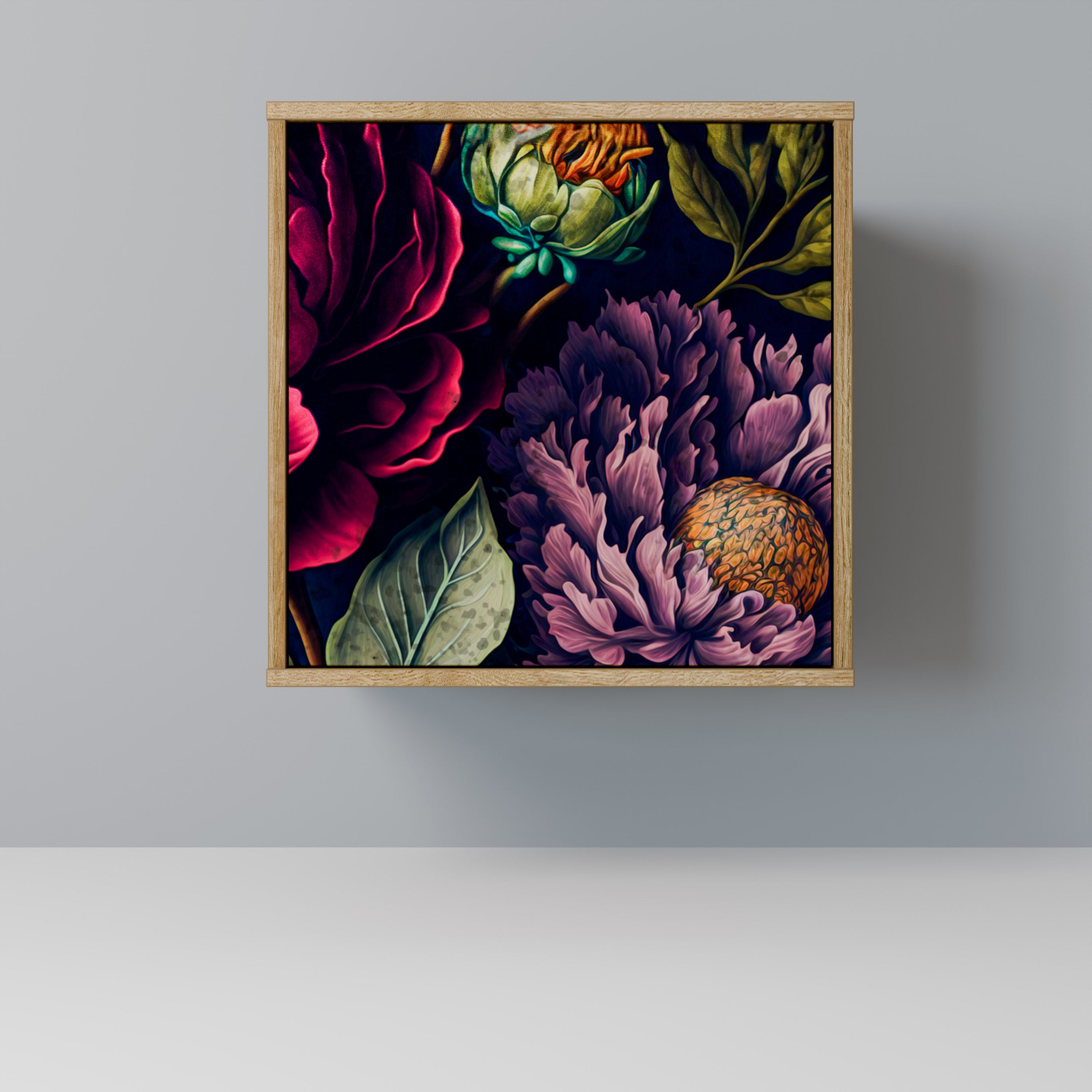 Aparador de 1 puerta BLOOMING ELEGANCE en efecto roble