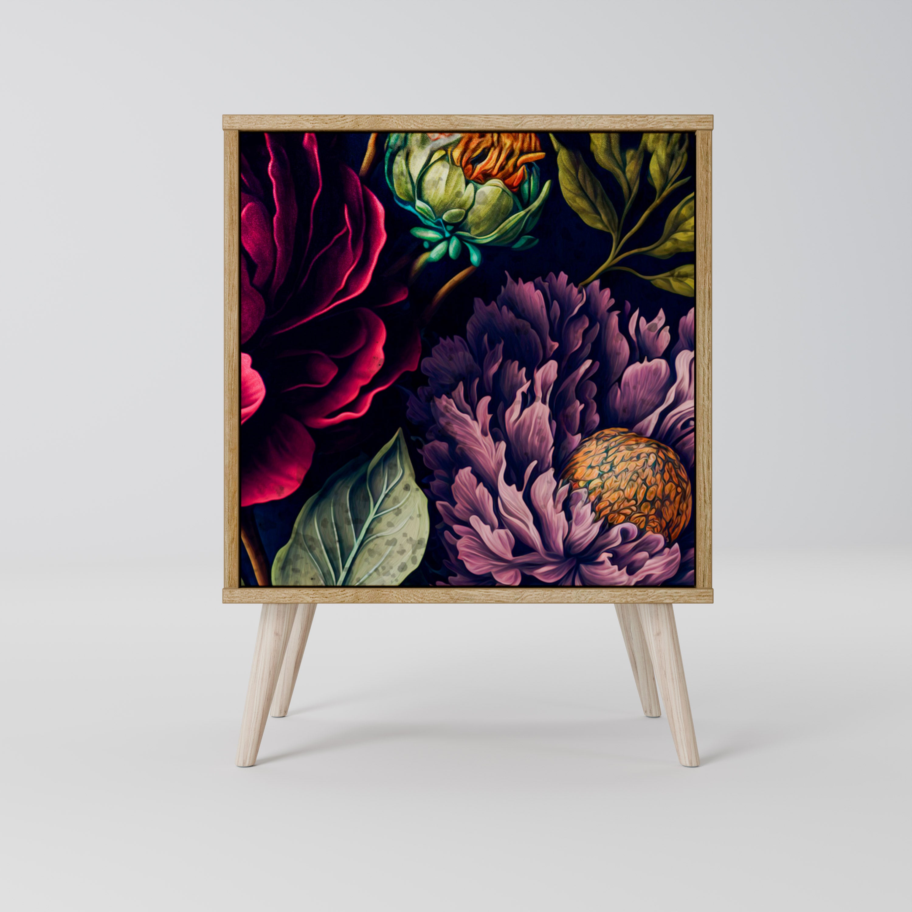 Aparador de 1 puerta BLOOMING ELEGANCE en efecto roble