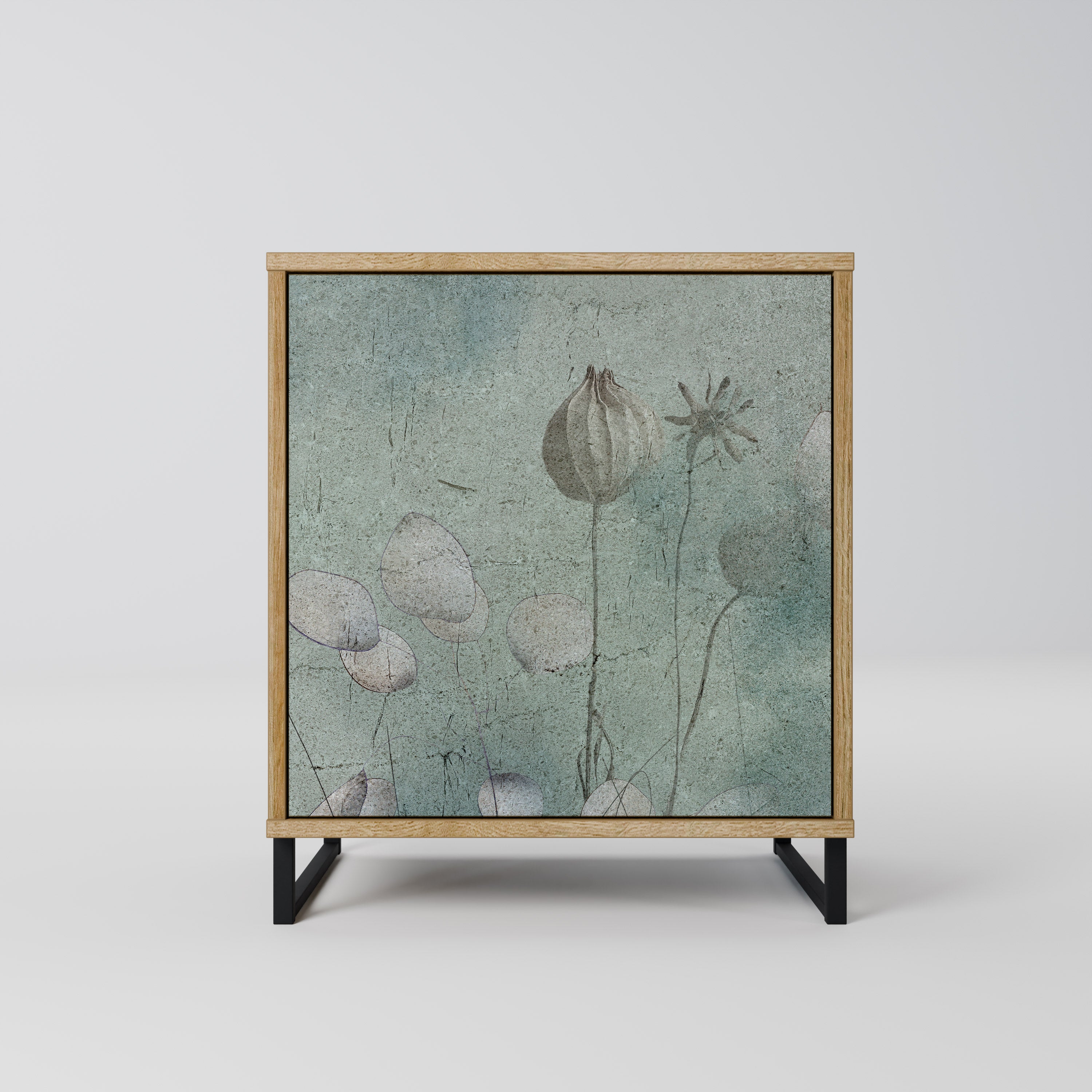 Aparador NIGHT LADY de 1 puerta con acabado efecto roble