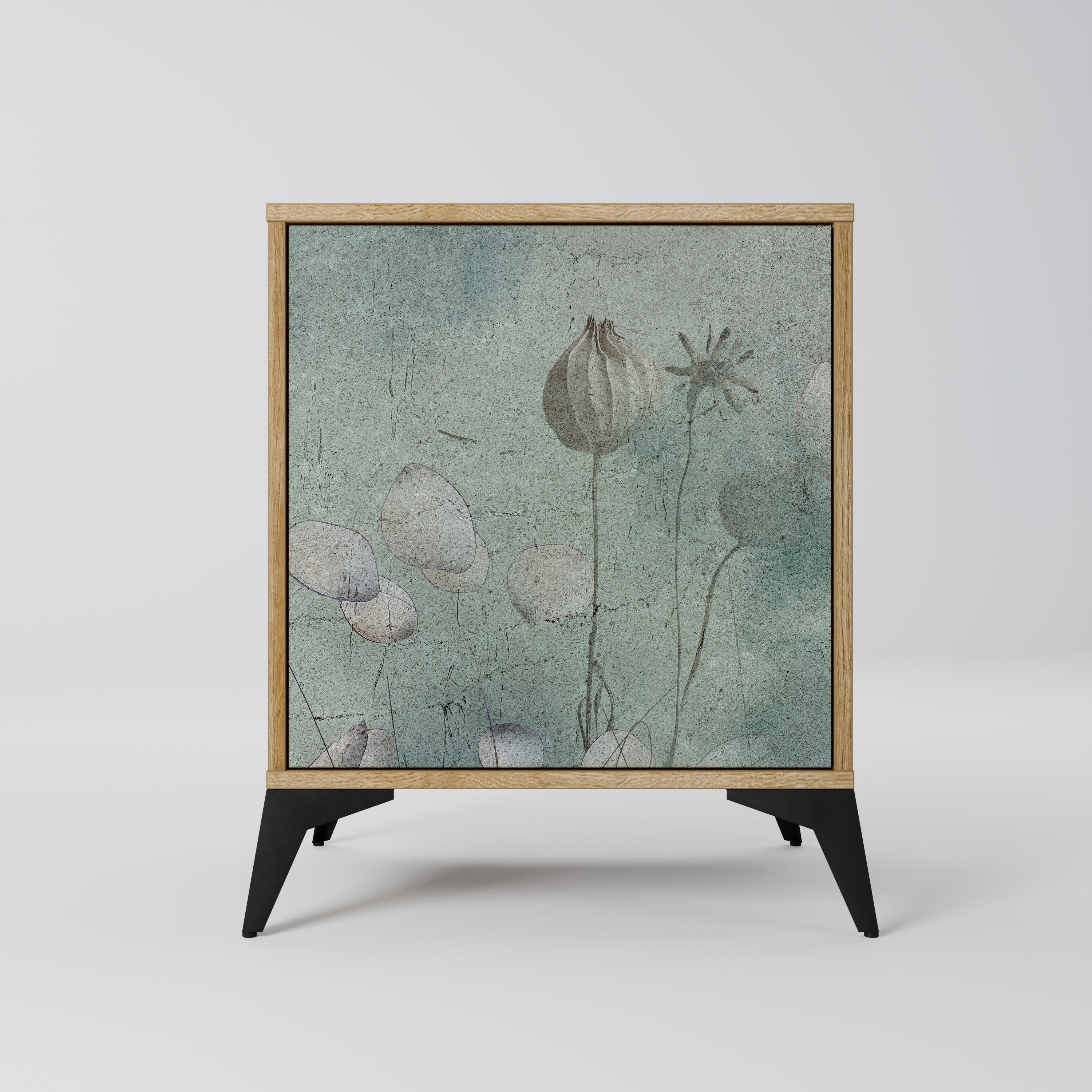 Aparador NIGHT LADY de 1 puerta con acabado efecto roble