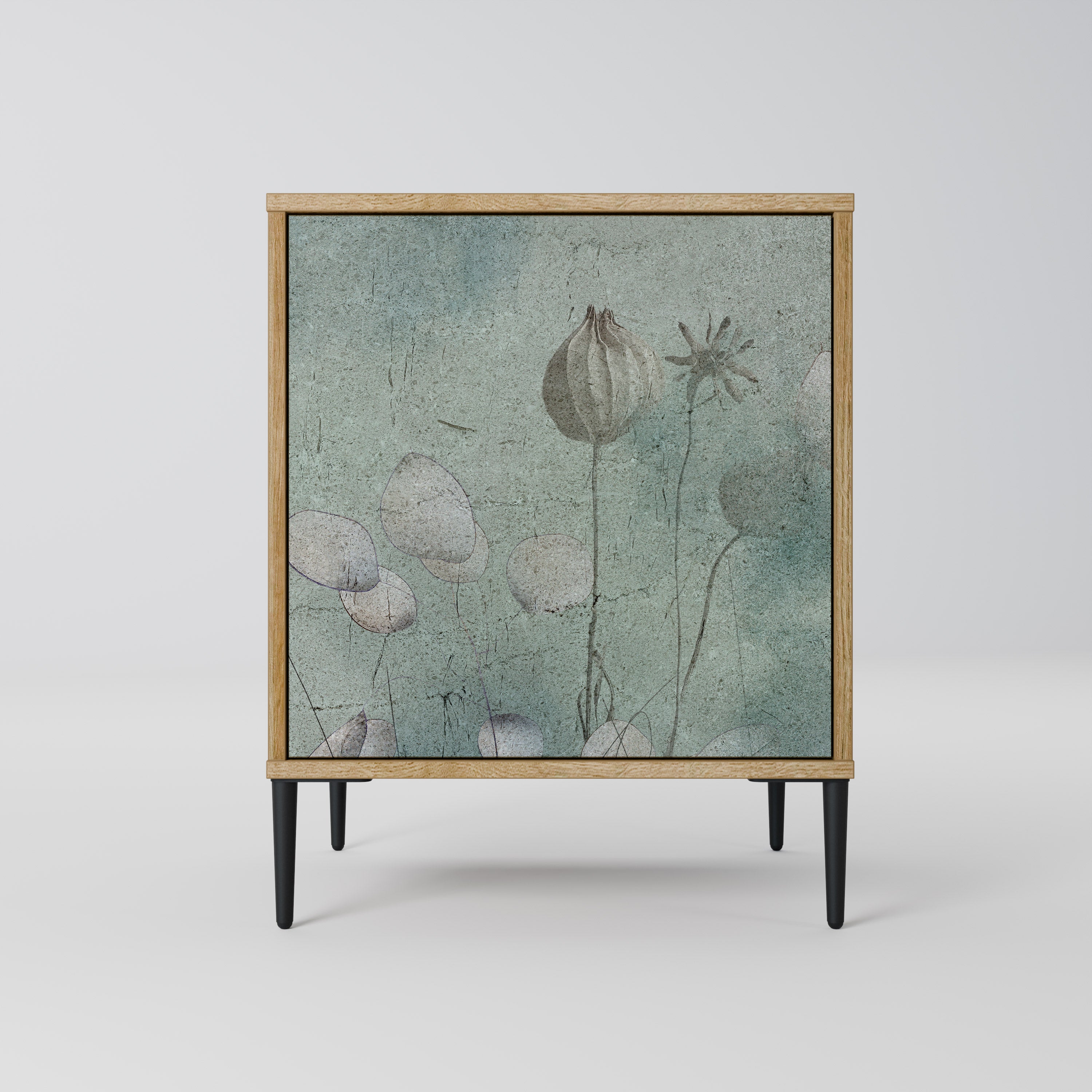 Aparador NIGHT LADY de 1 puerta con acabado efecto roble