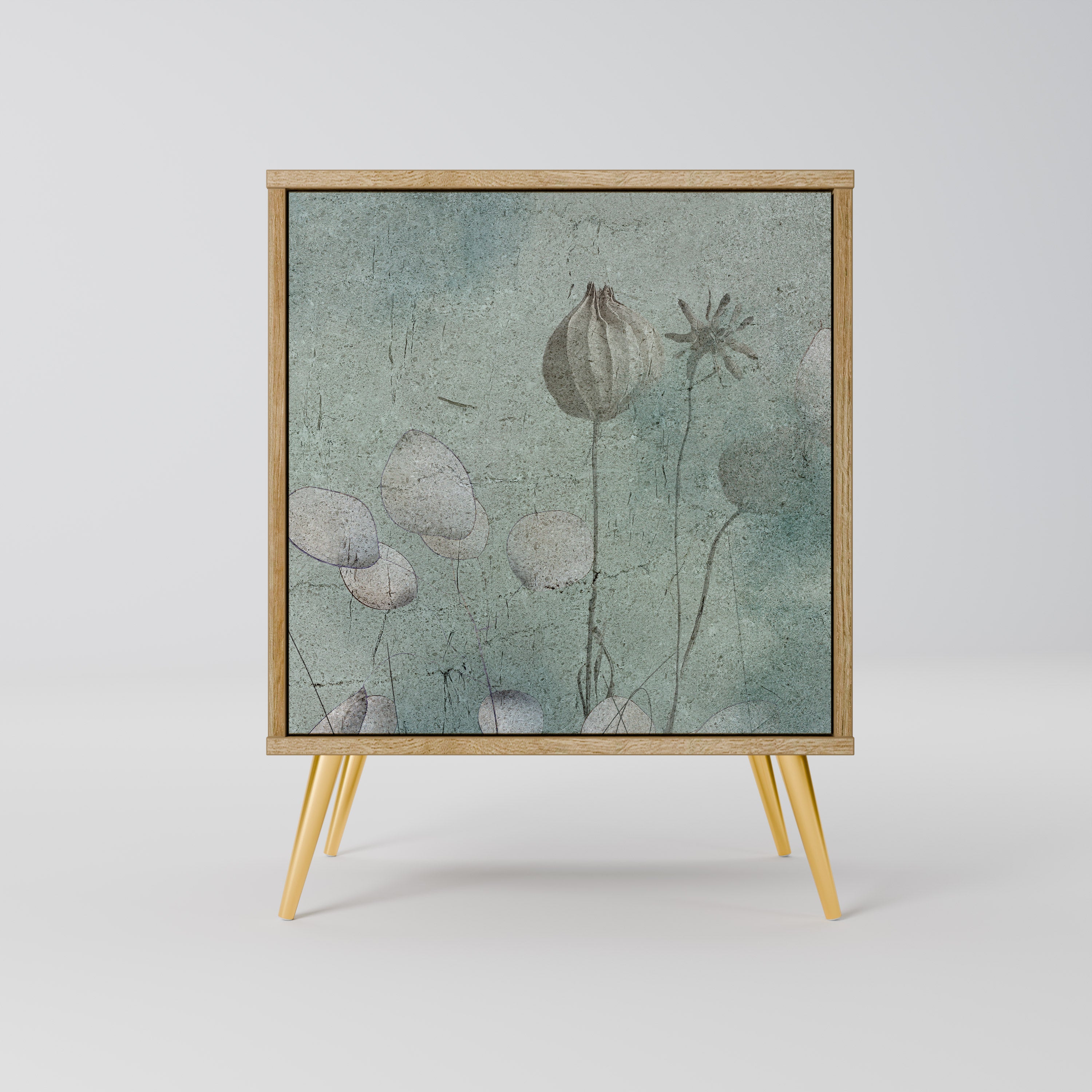 Aparador NIGHT LADY de 1 puerta con acabado efecto roble