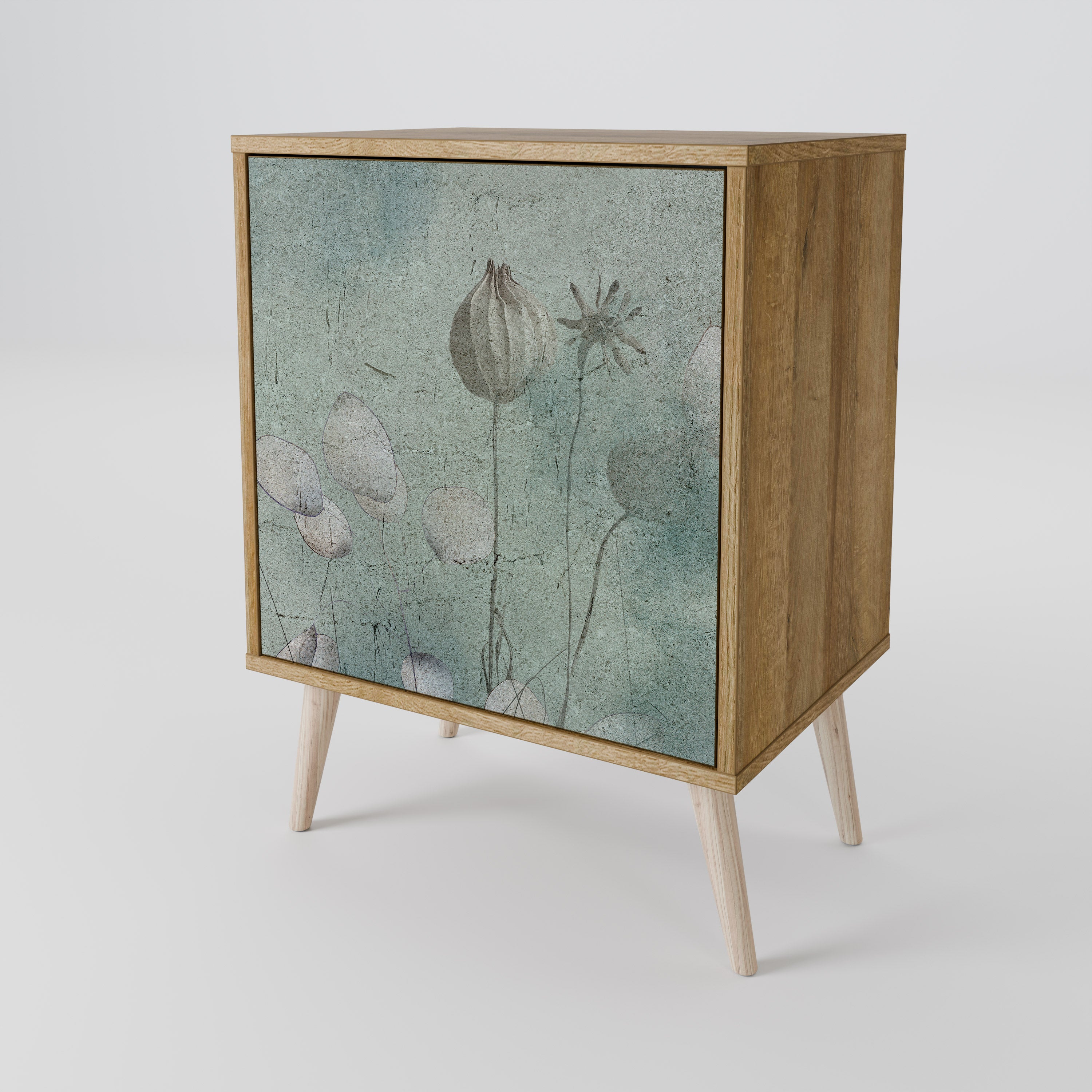 Aparador NIGHT LADY de 1 puerta con acabado efecto roble