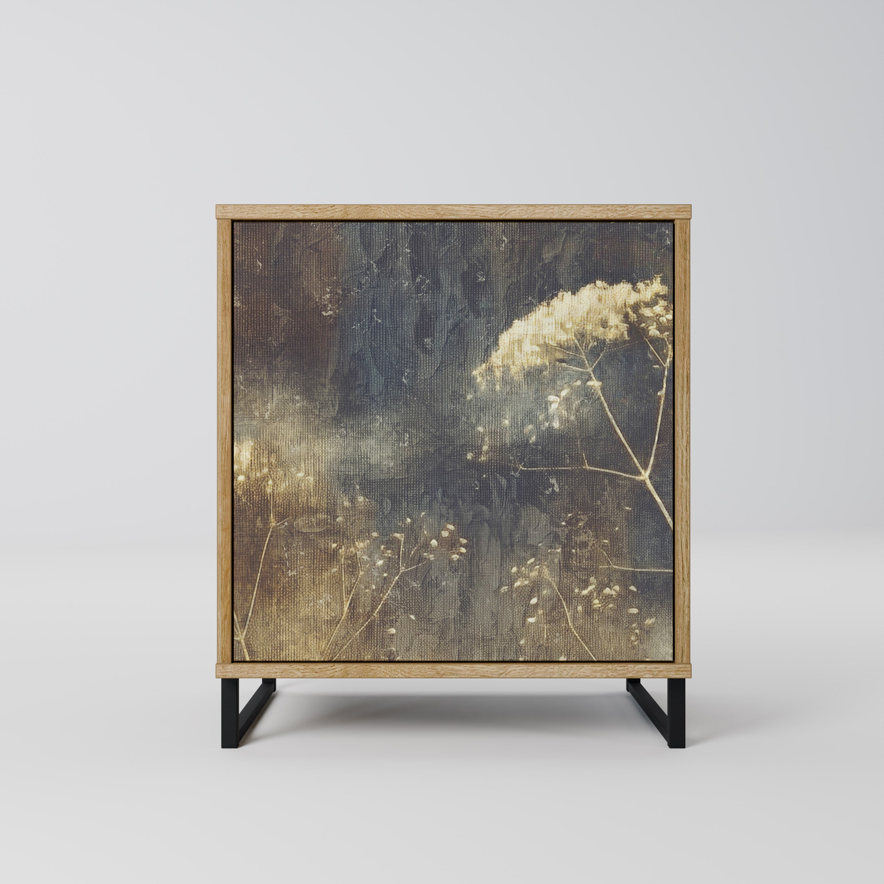 Aparador GENTLE POWER de 1 puerta con acabado efecto roble