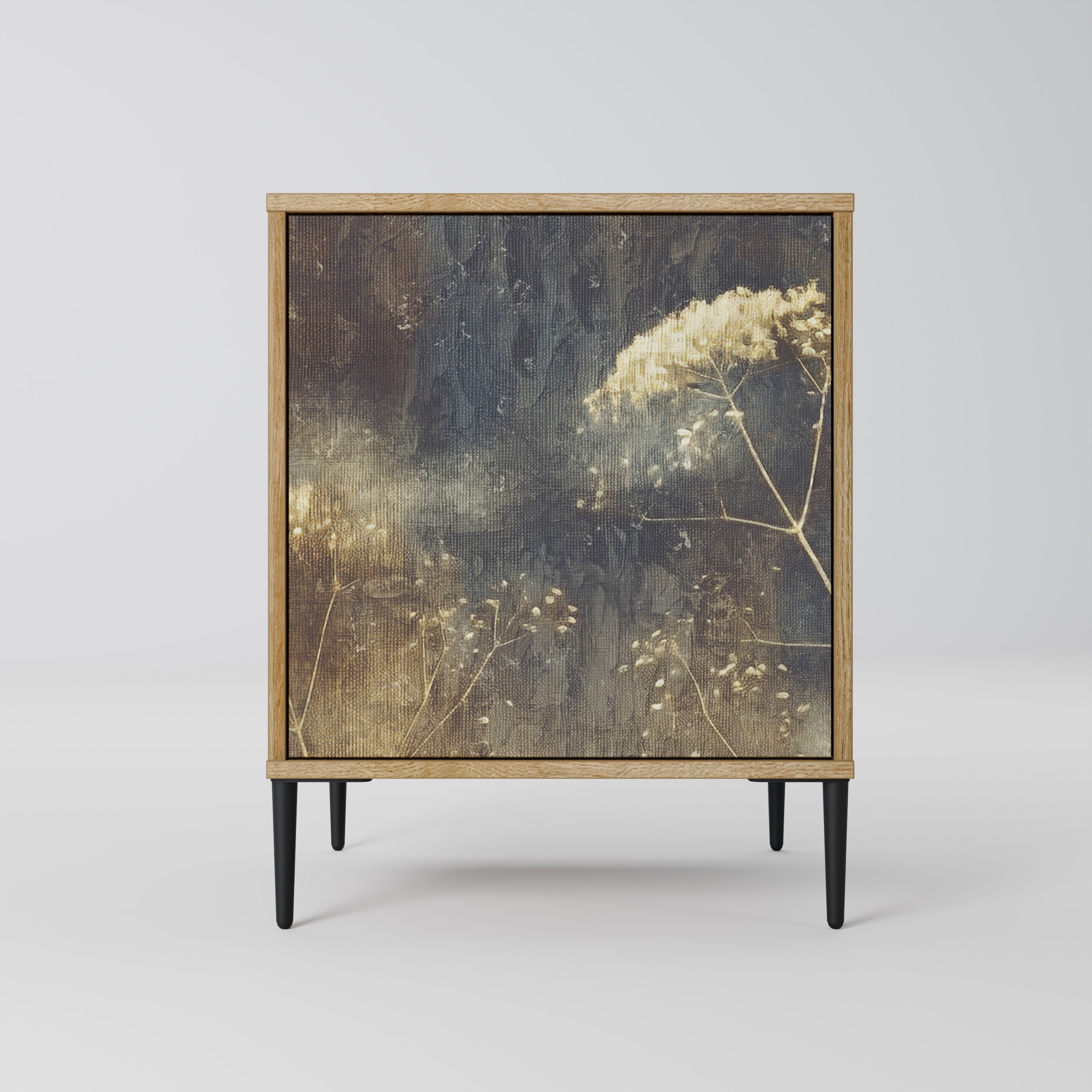 Aparador GENTLE POWER de 1 puerta con acabado efecto roble