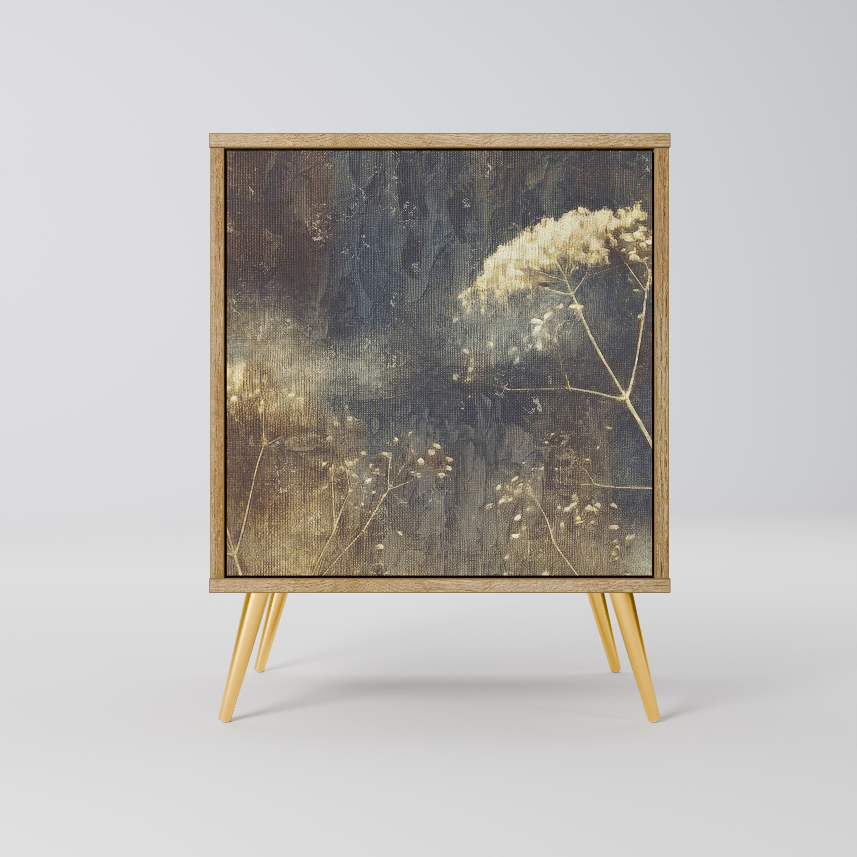 Aparador GENTLE POWER de 1 puerta con acabado efecto roble