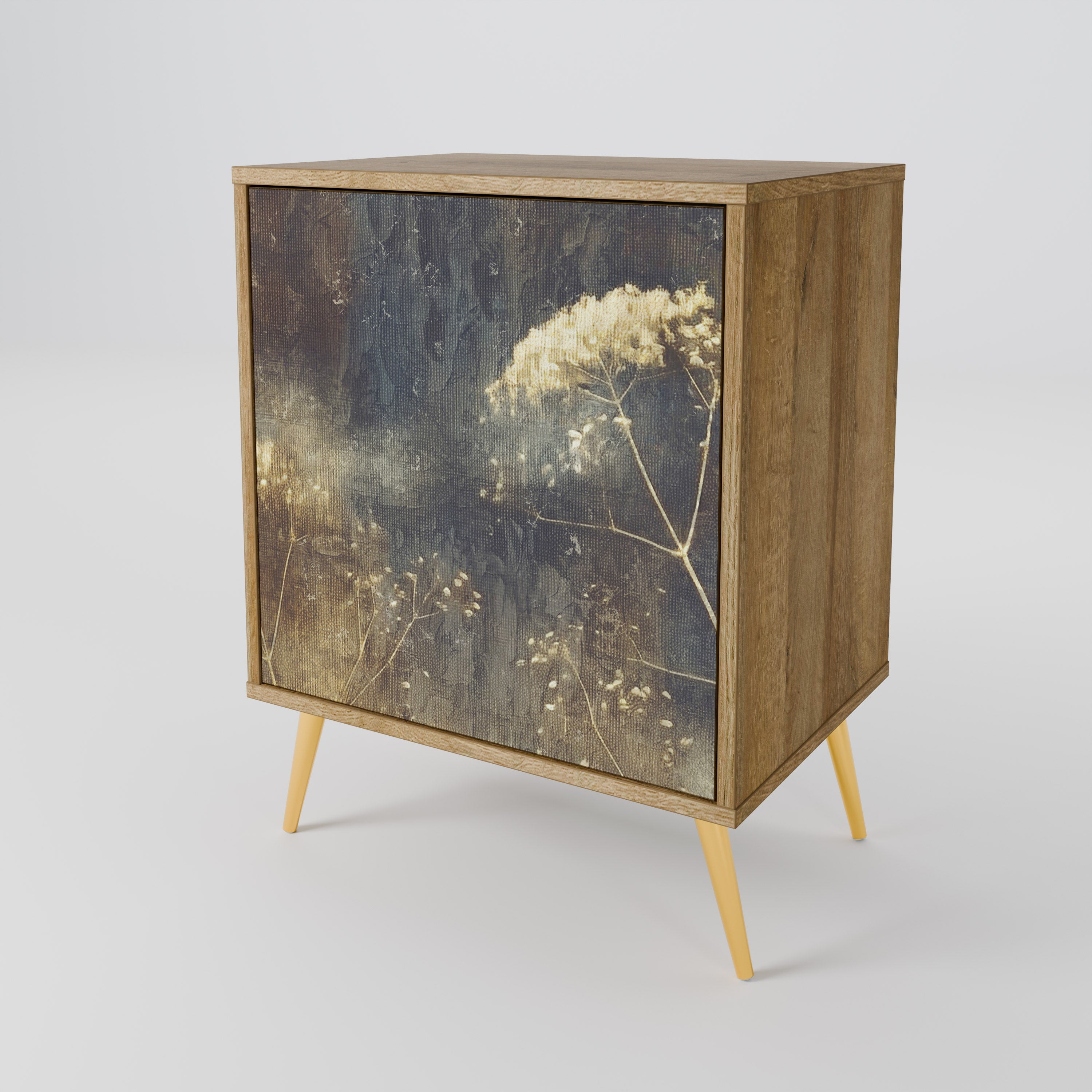 Aparador GENTLE POWER de 1 puerta con acabado efecto roble