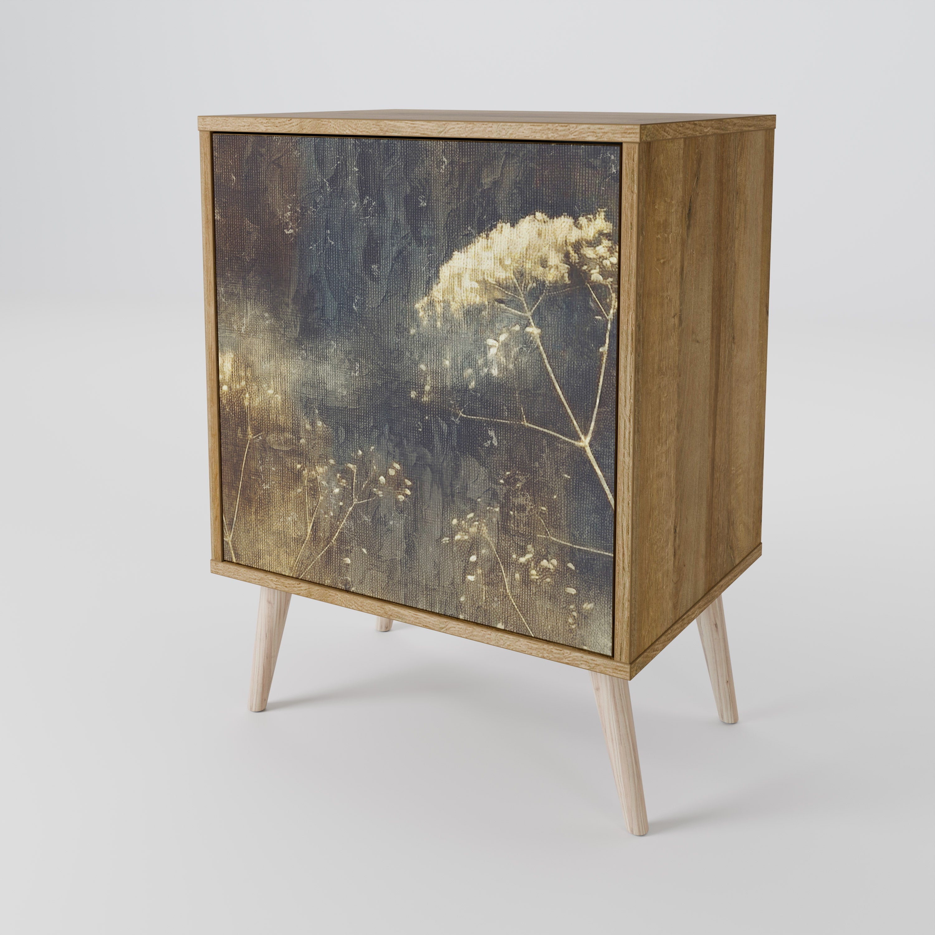 Aparador GENTLE POWER de 1 puerta con acabado efecto roble