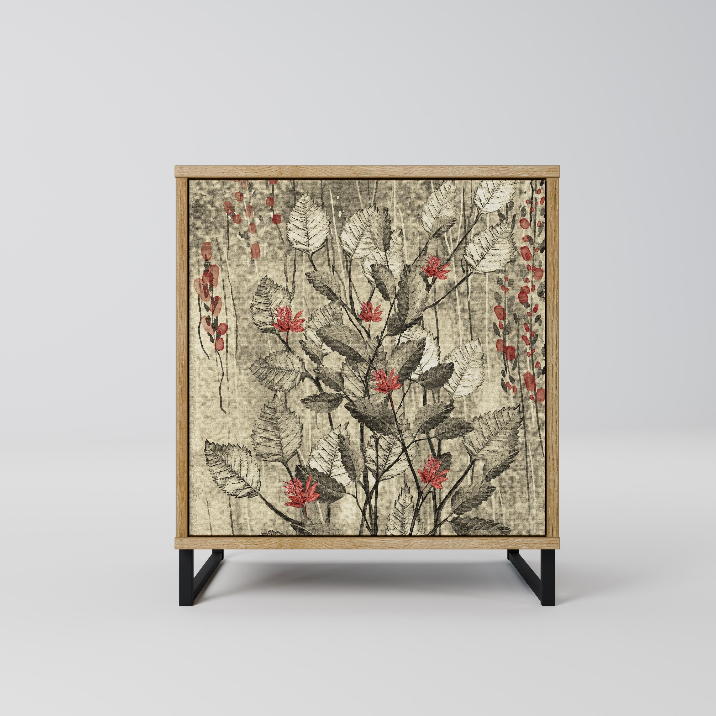 Aparador HERBAL GRACE de 1 puerta con acabado efecto roble