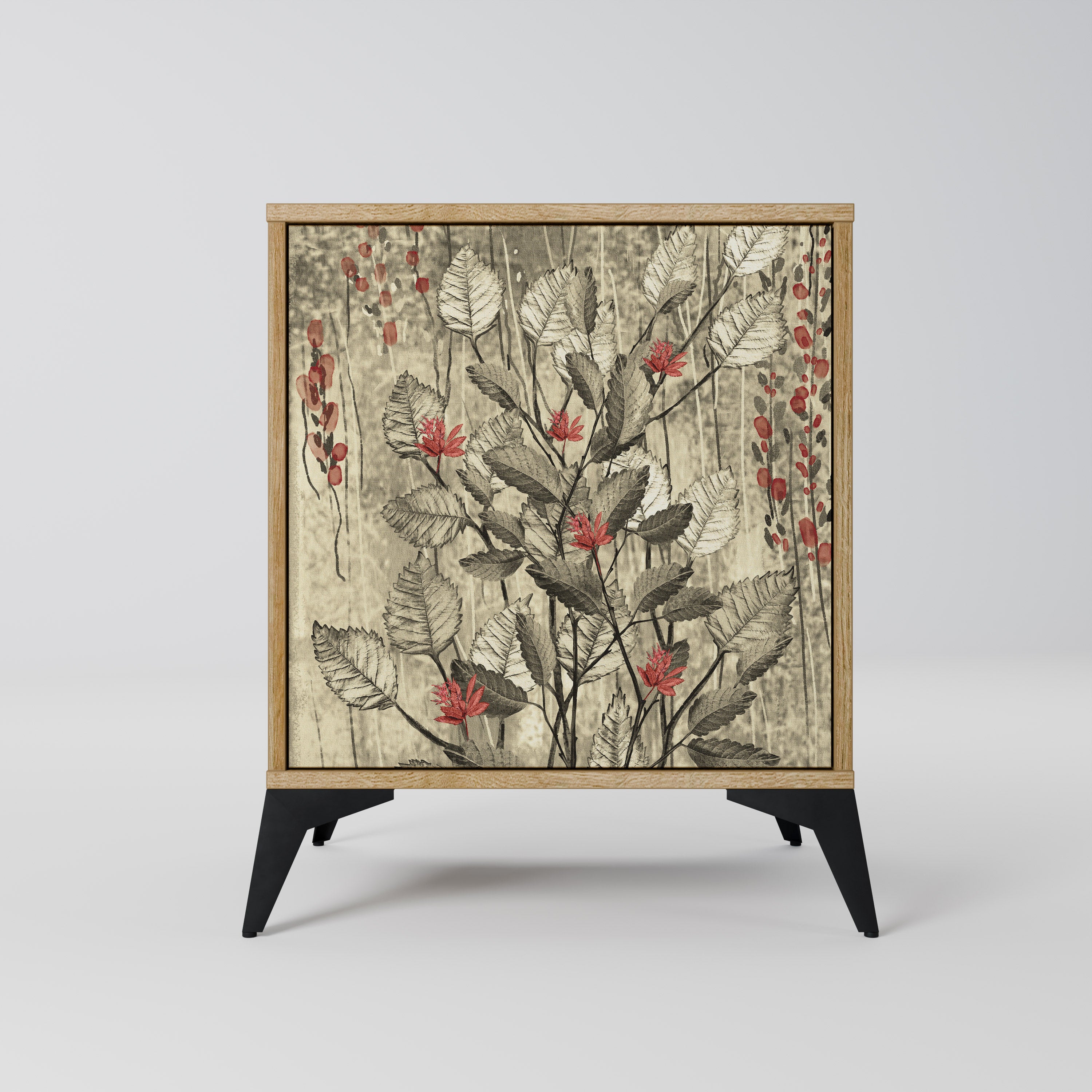 Aparador HERBAL GRACE de 1 puerta con acabado efecto roble