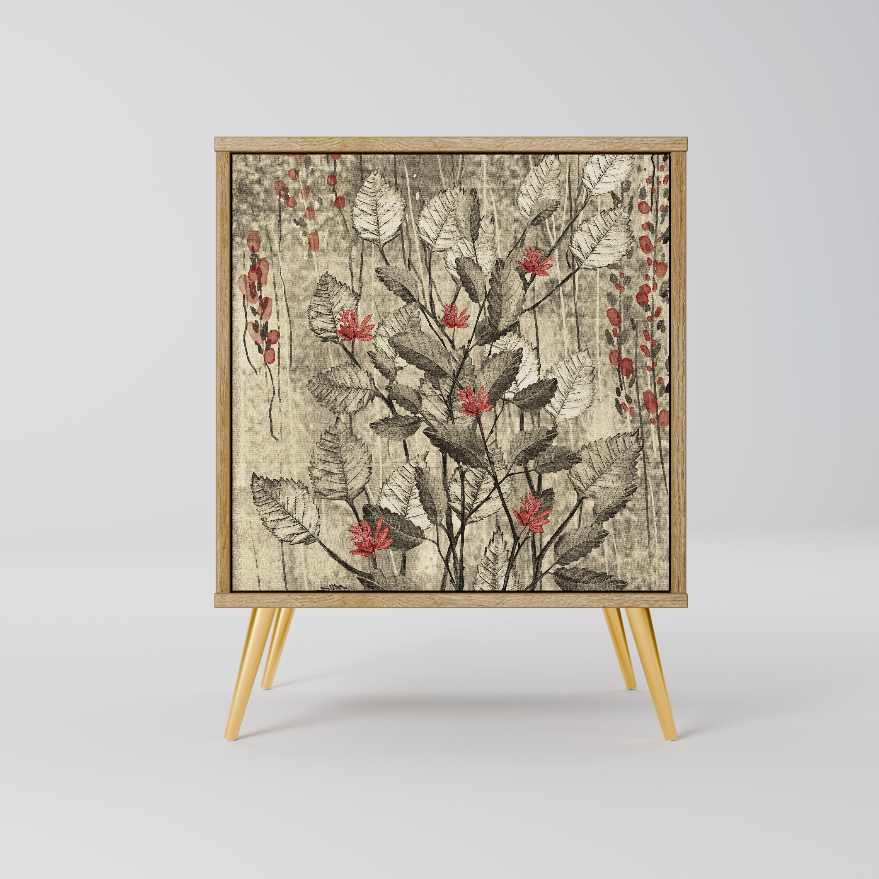 Aparador HERBAL GRACE de 1 puerta con acabado efecto roble