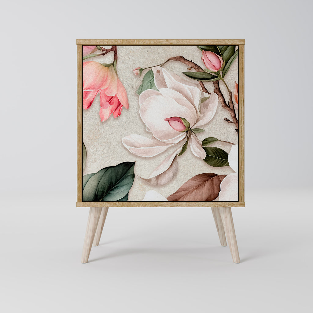 Aparador FLORAL GRACE de 1 puerta con acabado efecto roble