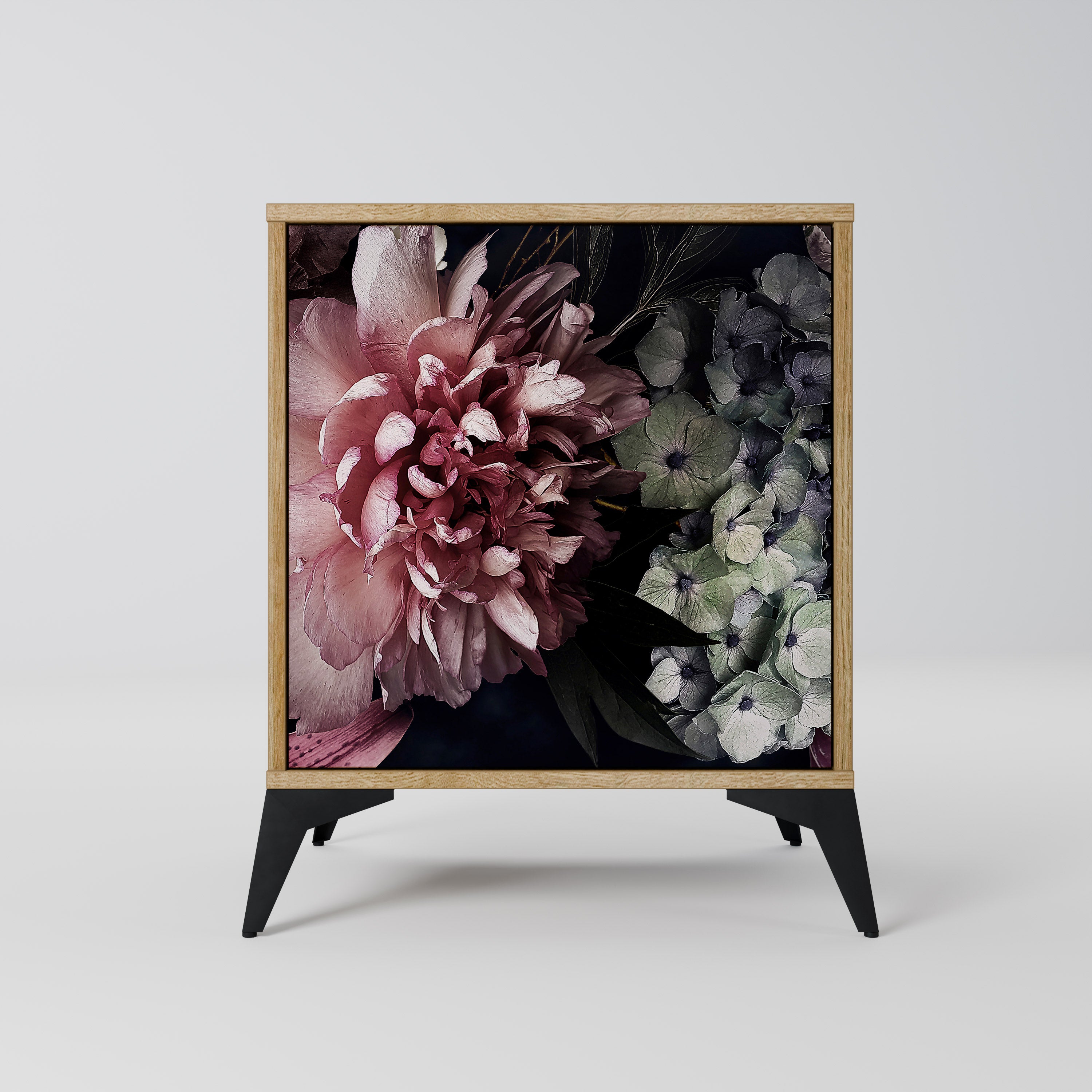 Aparador PURE BLOSSOM de 1 puerta con acabado efecto roble