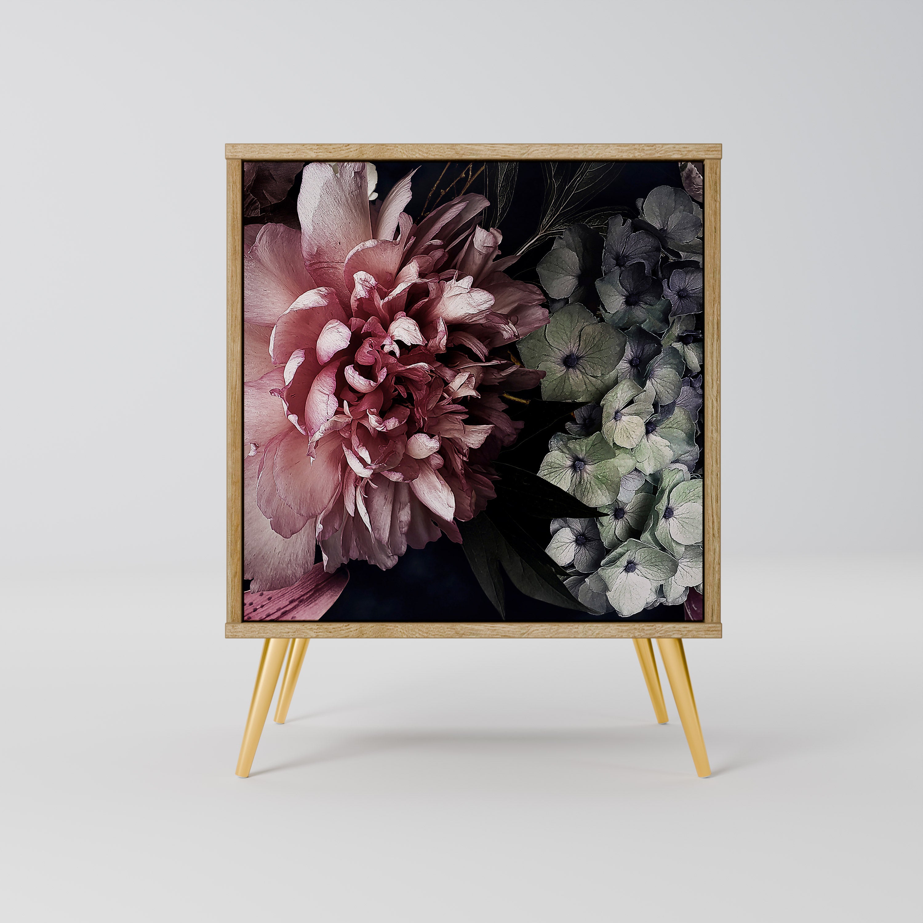 Aparador PURE BLOSSOM de 1 puerta con acabado efecto roble