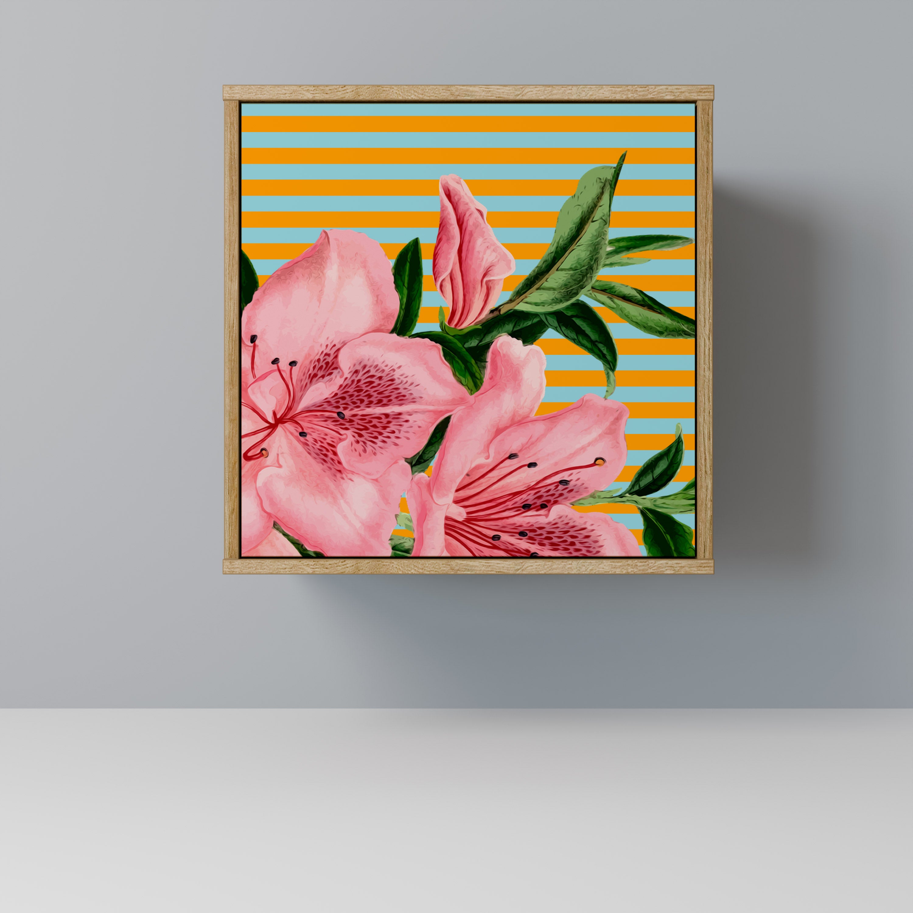 Aparador de 1 puerta FRAGILE BEAUTY con acabado efecto roble