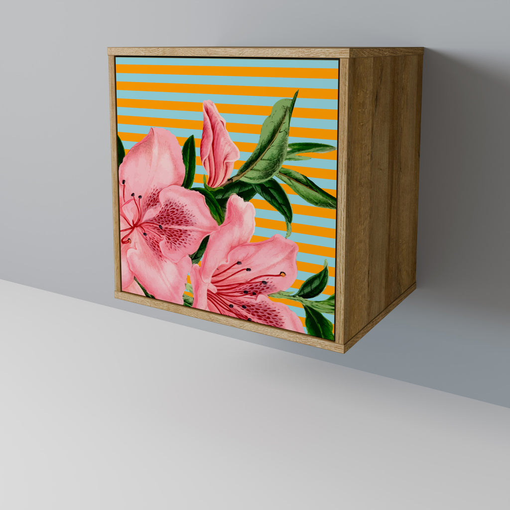 Aparador de 1 puerta FRAGILE BEAUTY con acabado efecto roble