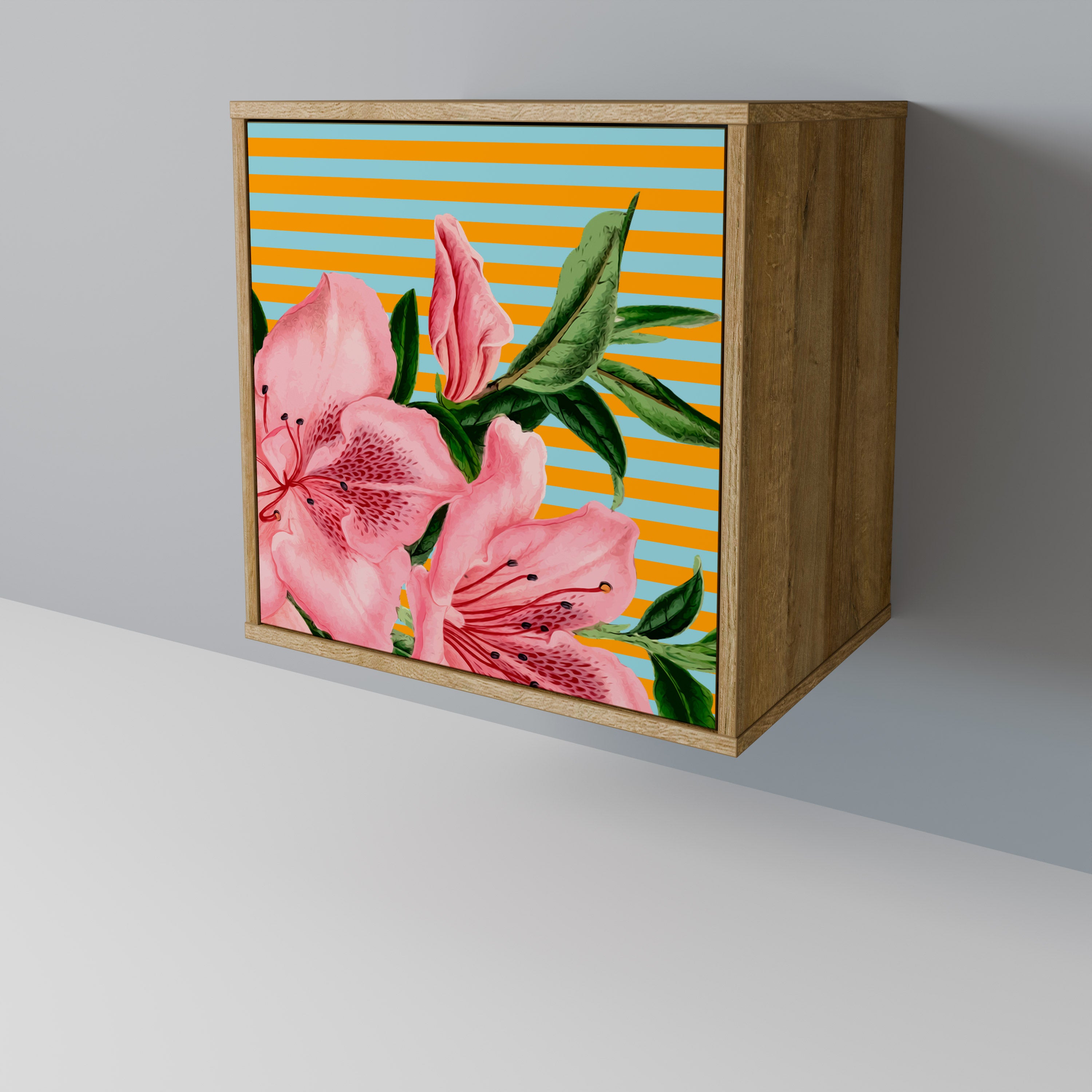 Aparador de 1 puerta FRAGILE BEAUTY con acabado efecto roble