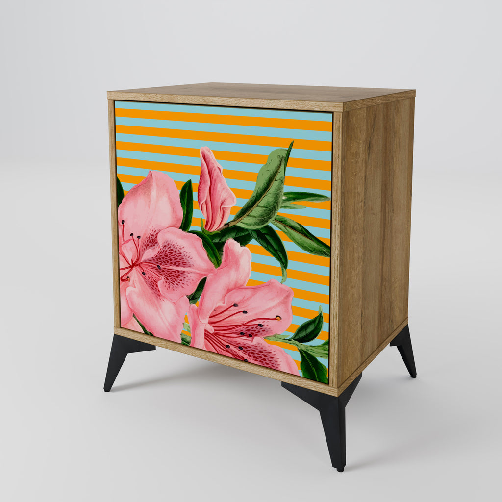 Aparador de 1 puerta FRAGILE BEAUTY con acabado efecto roble