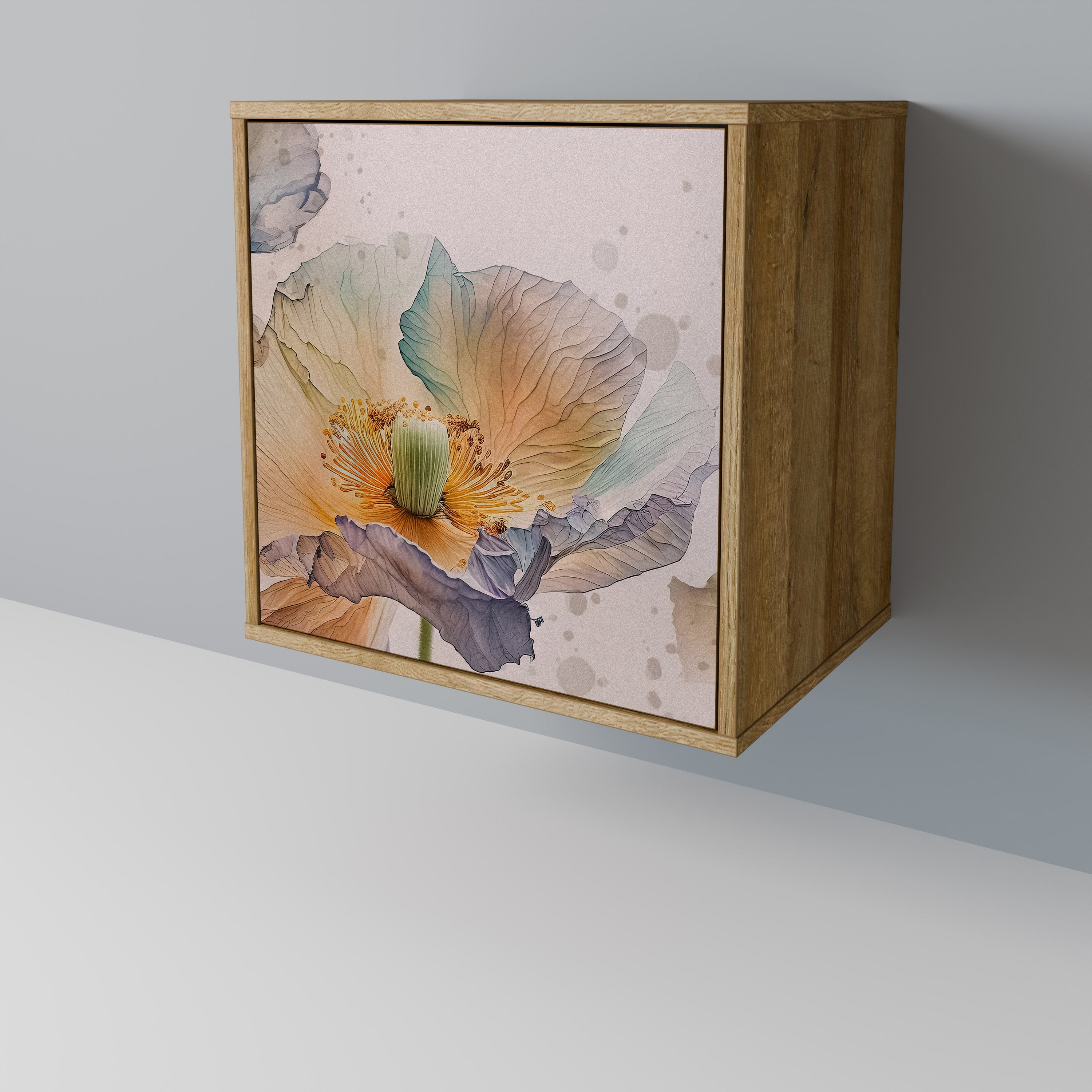 Aparador SOFTEN POPPY de 1 puerta con acabado roble