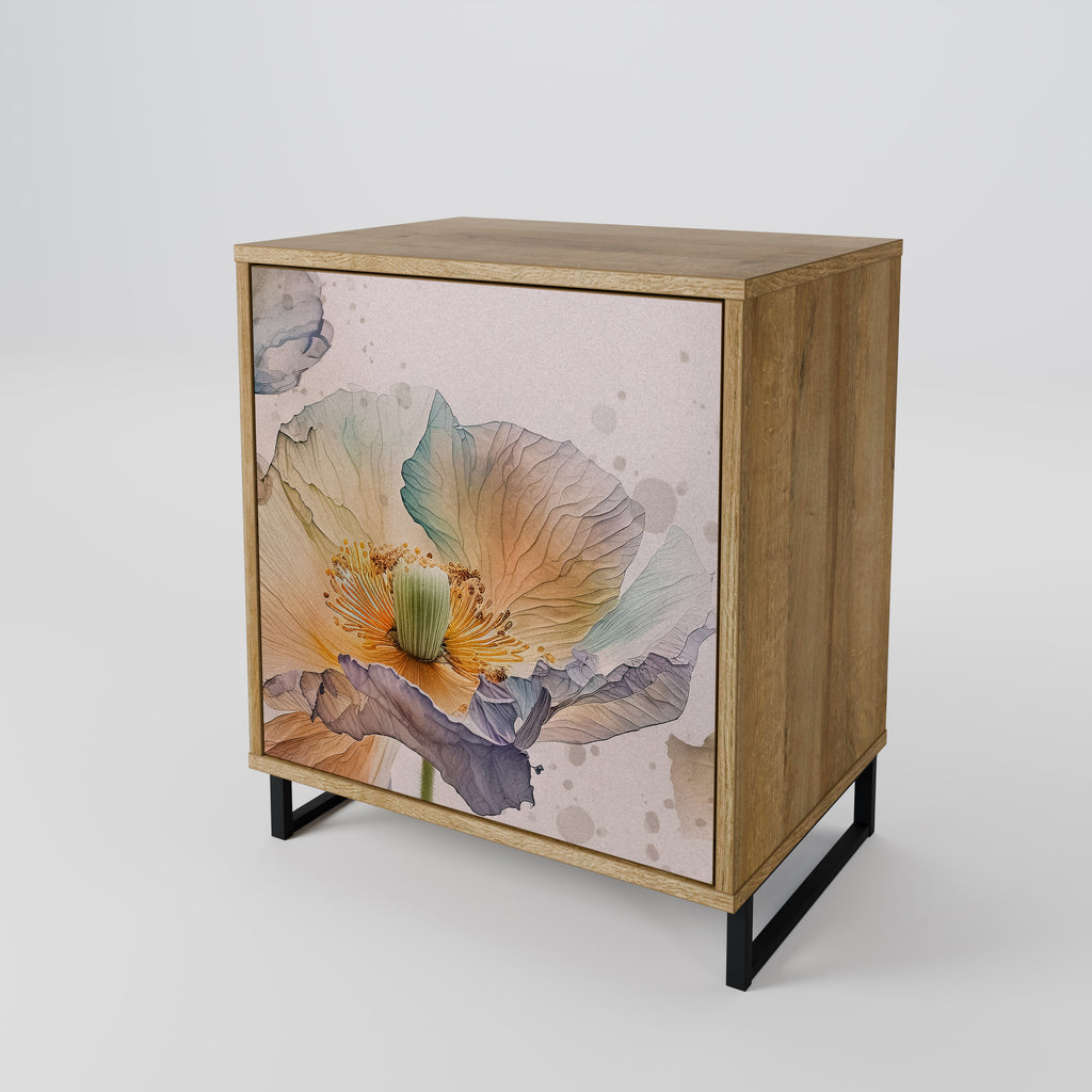 Aparador SOFTEN POPPY de 1 puerta con acabado roble