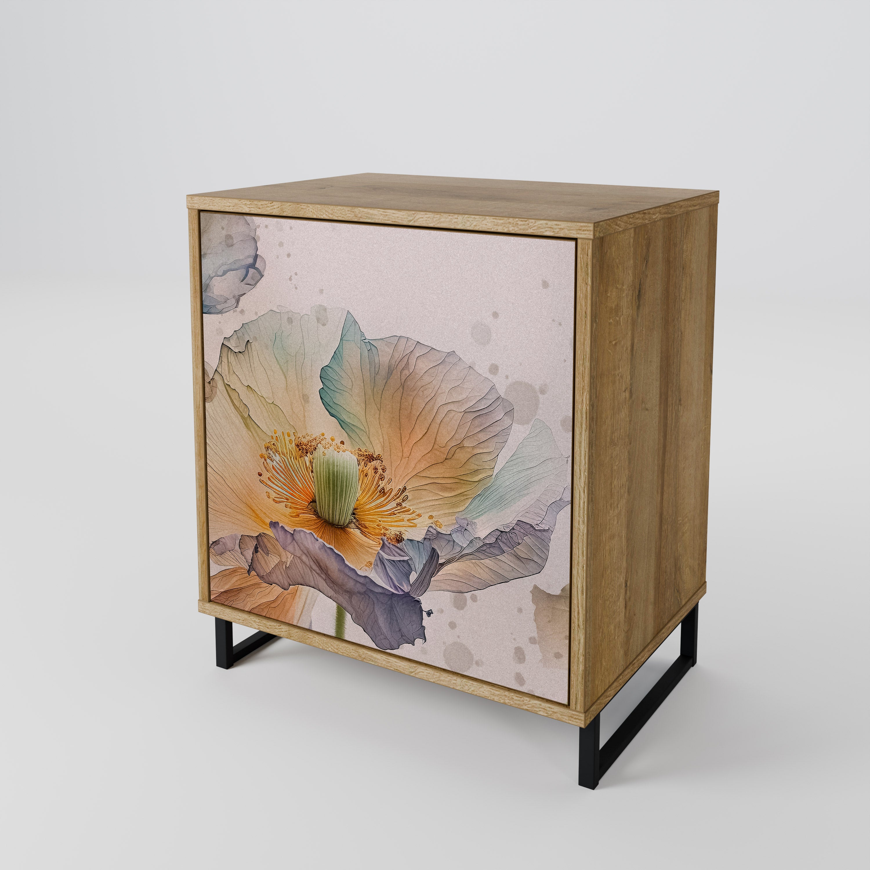 Aparador SOFTEN POPPY de 1 puerta con acabado roble