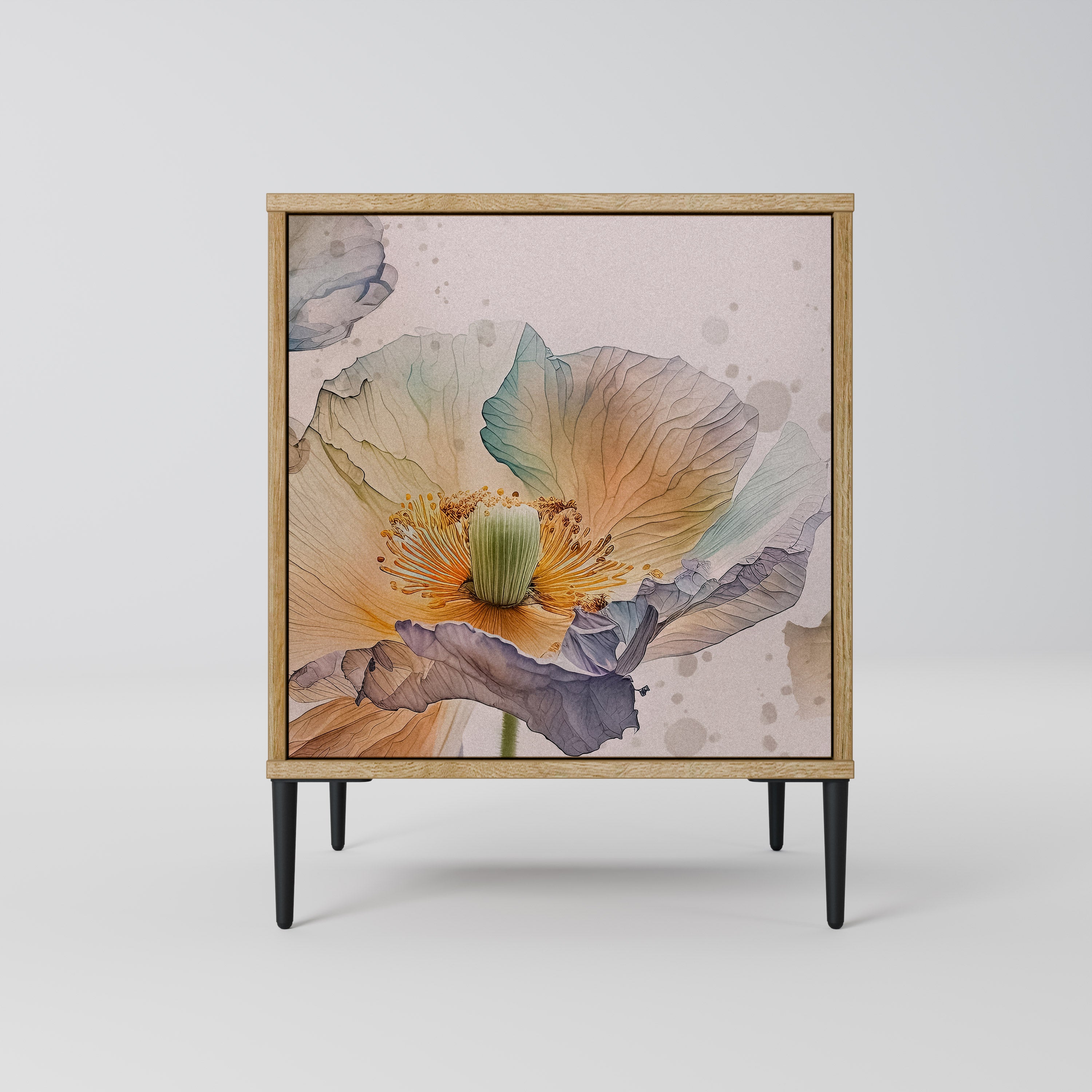 Aparador SOFTEN POPPY de 1 puerta con acabado roble