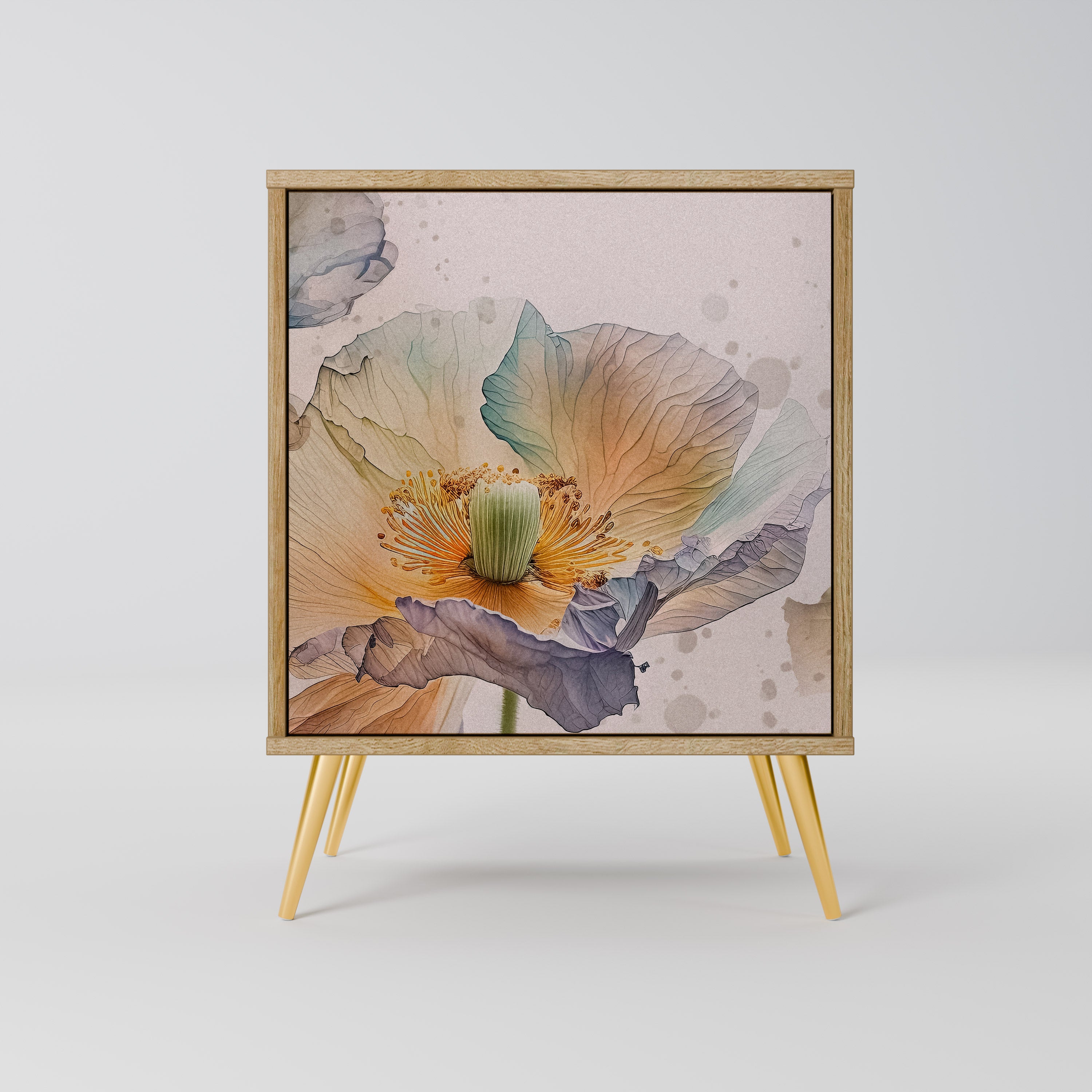 Aparador SOFTEN POPPY de 1 puerta con acabado roble