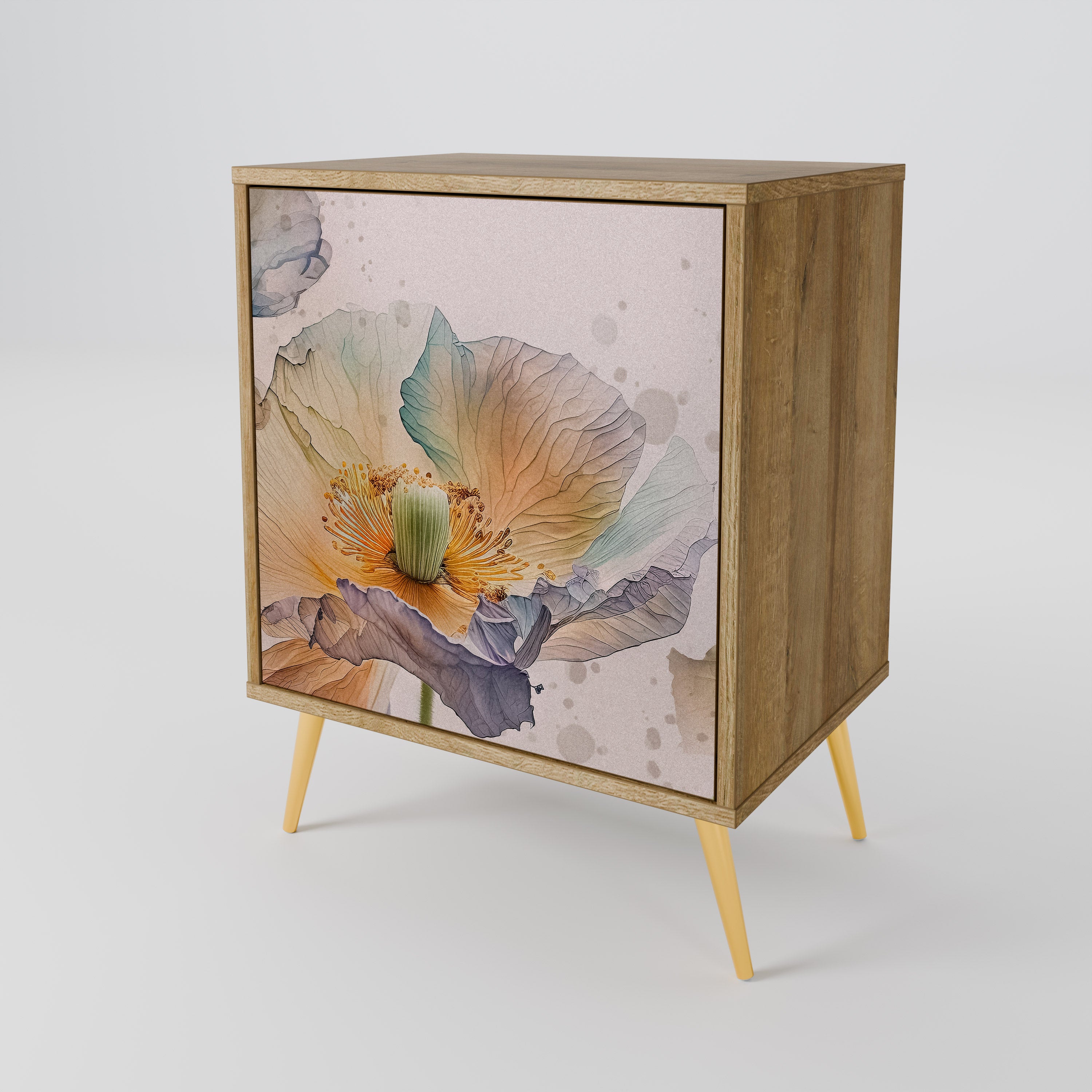 Aparador SOFTEN POPPY de 1 puerta con acabado roble