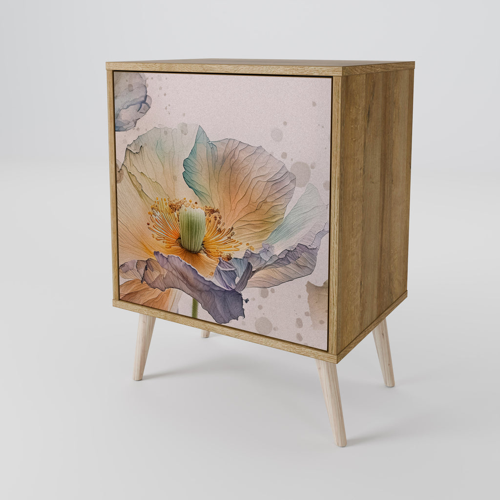 Aparador SOFTEN POPPY de 1 puerta con acabado roble