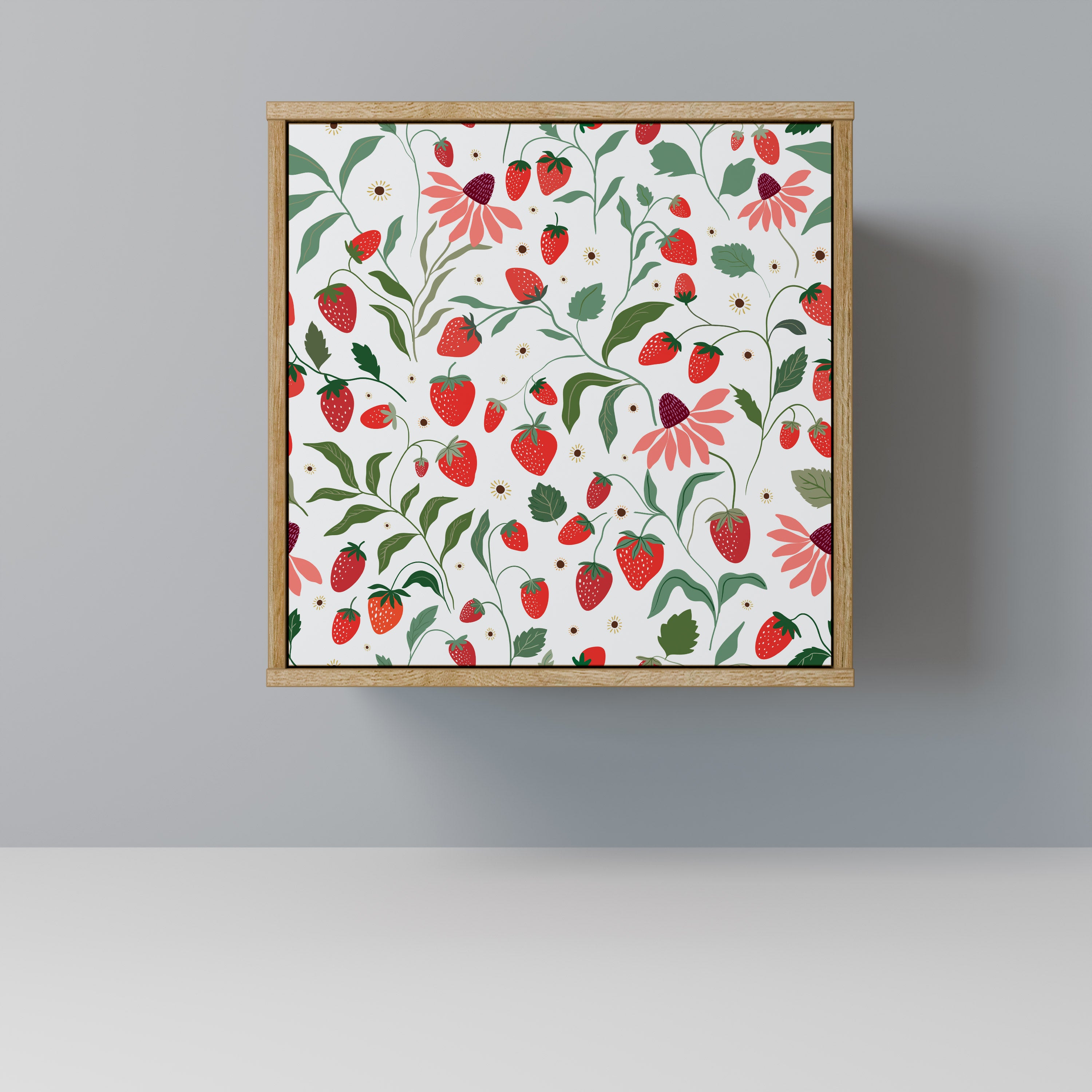 Aparador de una puerta FLORES Y FRESAS con acabado roble