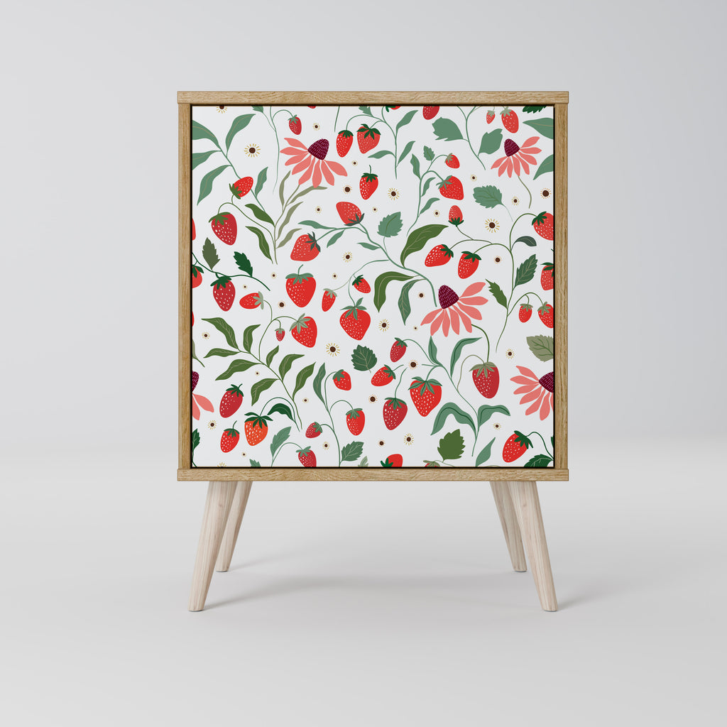 Aparador de una puerta FLORES Y FRESAS con acabado roble