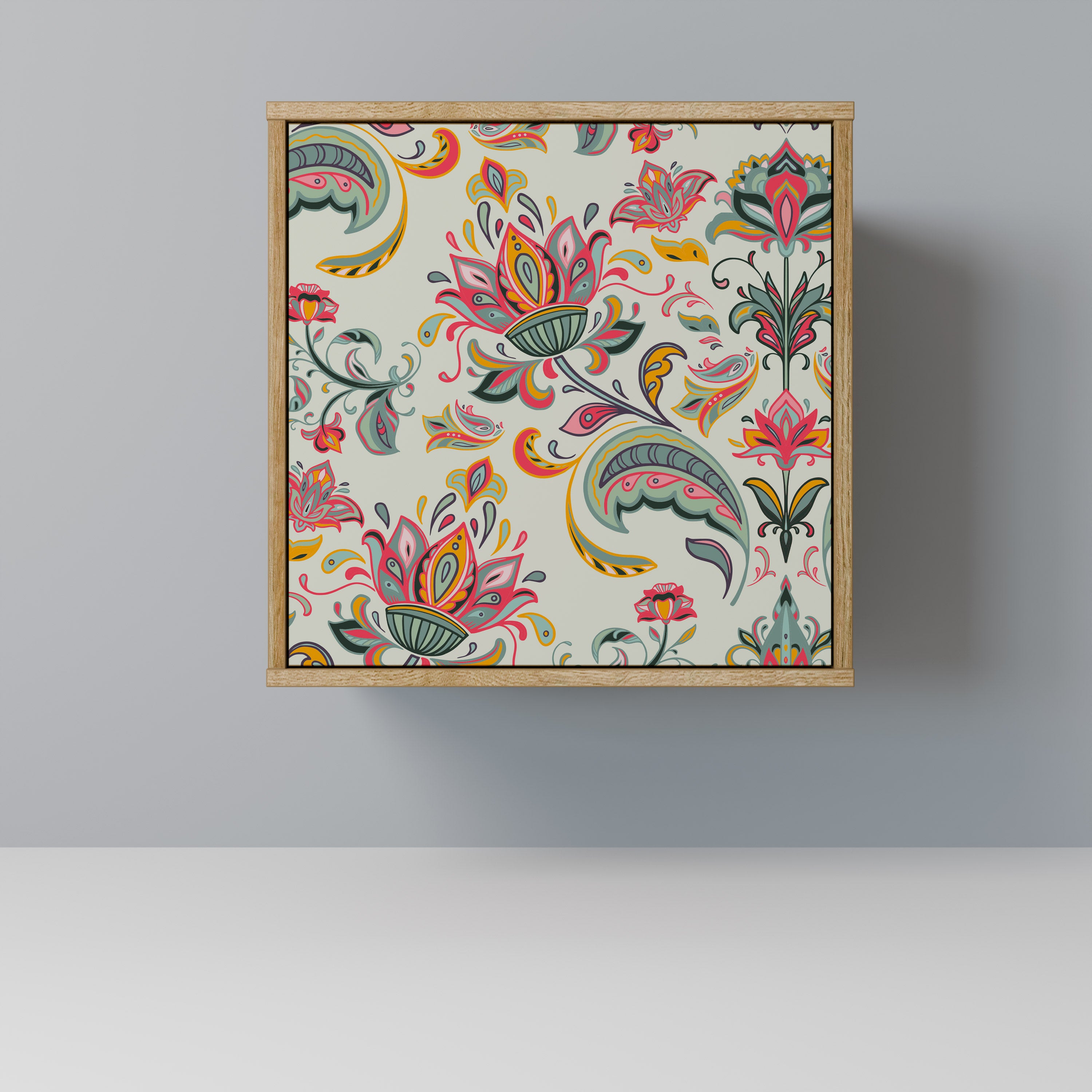 Aparador de una puerta ORGANIC FOLKLORE con acabado efecto roble