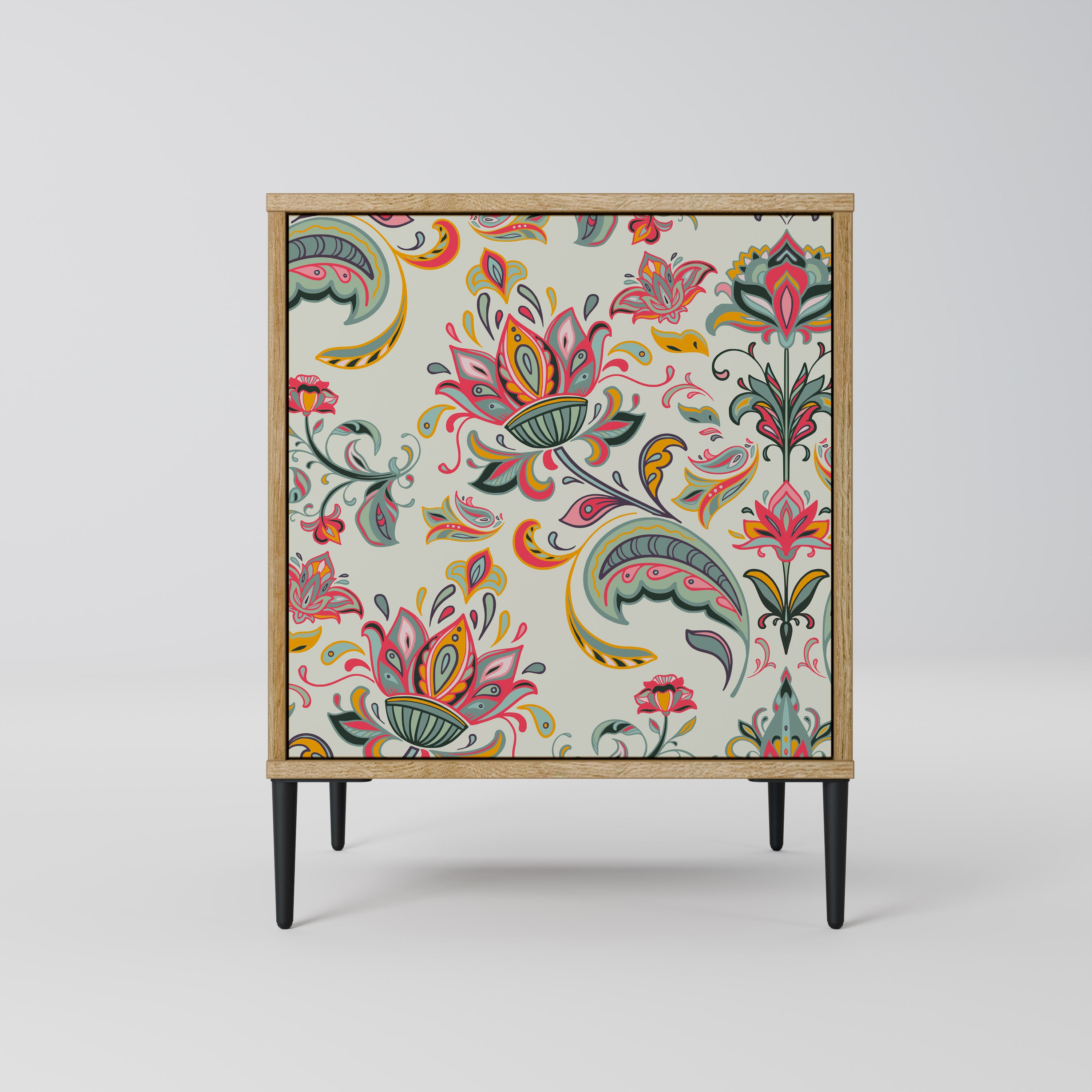 Aparador de una puerta ORGANIC FOLKLORE con acabado efecto roble