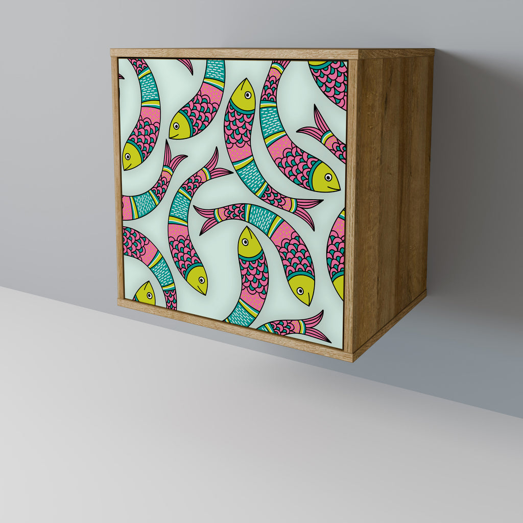 Aparador INDIAN FISH de 1 puerta con acabado efecto roble