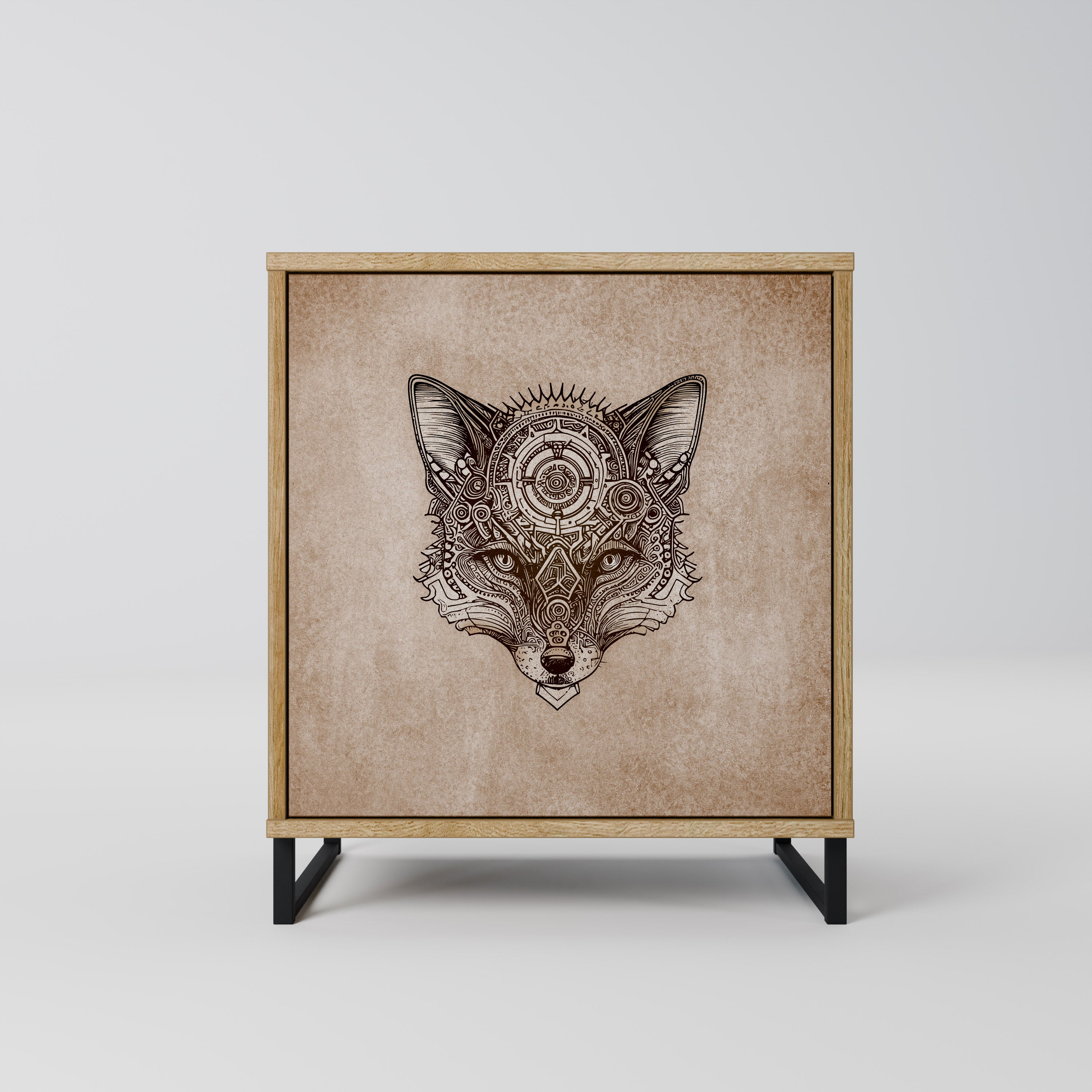 Aparador STEAMPUNK CLAN de 1 puerta con efecto roble