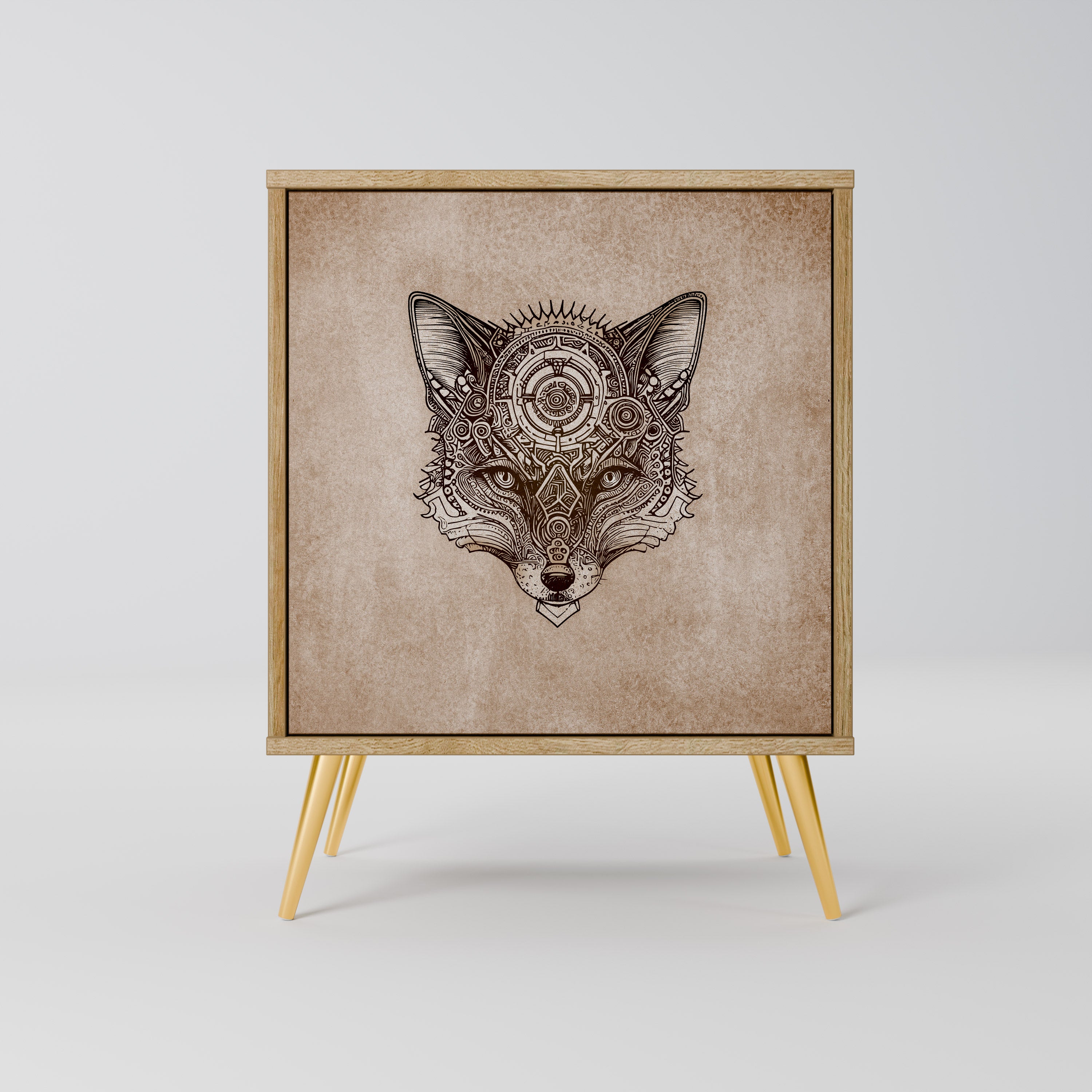 Aparador STEAMPUNK CLAN de 1 puerta con efecto roble