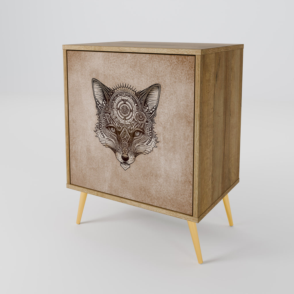 Aparador STEAMPUNK CLAN de 1 puerta con efecto roble