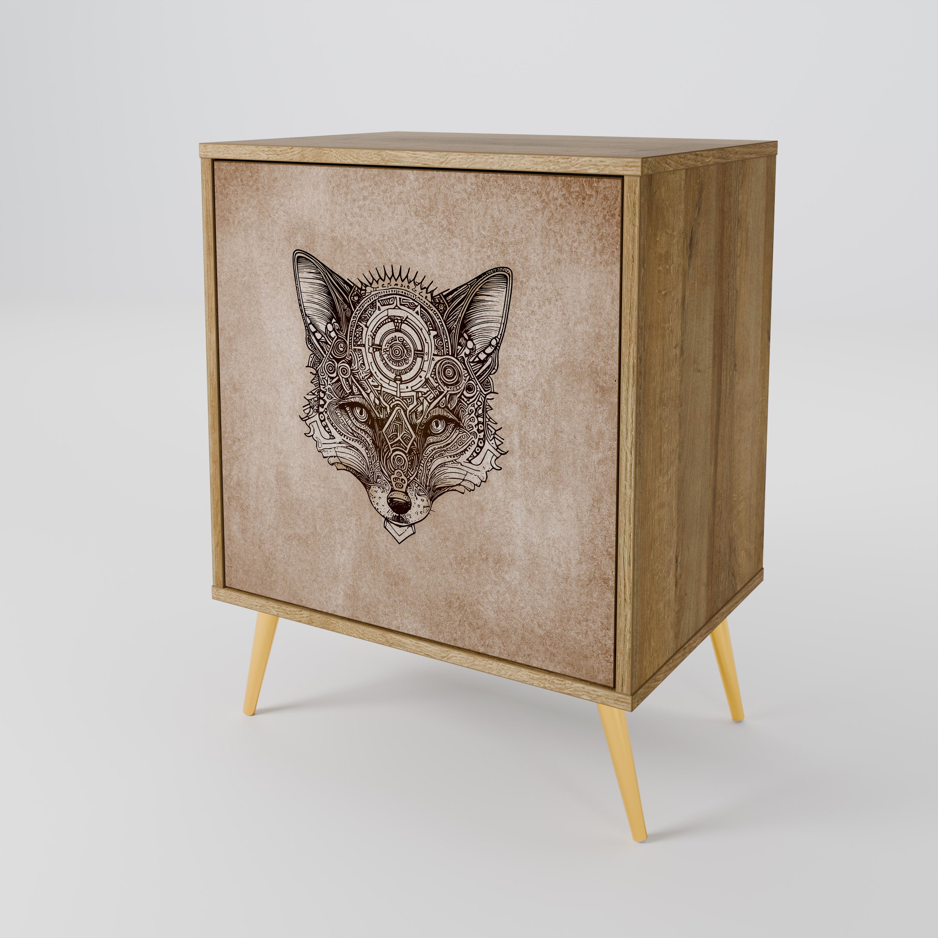 Aparador STEAMPUNK CLAN de 1 puerta con efecto roble