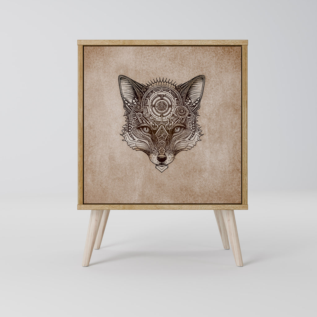 Aparador STEAMPUNK CLAN de 1 puerta con efecto roble